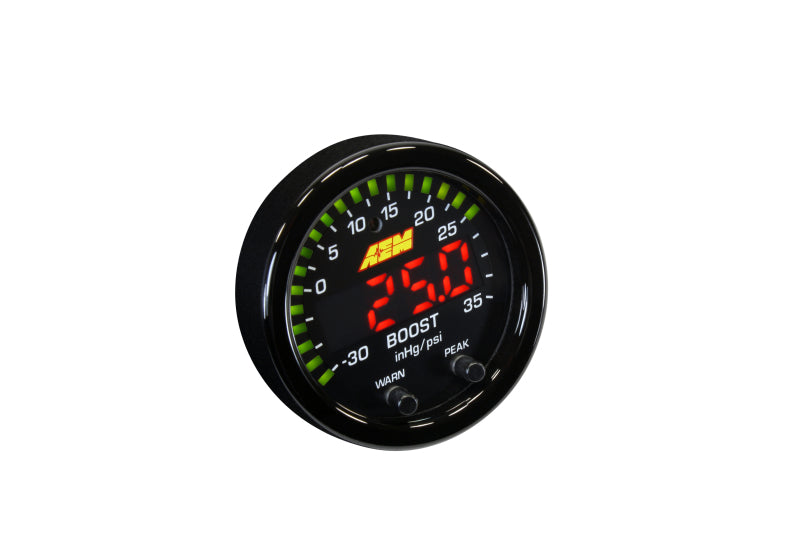 AEM X Series Boost Pressure Gauge 30inHg 35psi - High Performance Turbocharger Gauge for Racing, Tuning & Off-Road Vehicles
