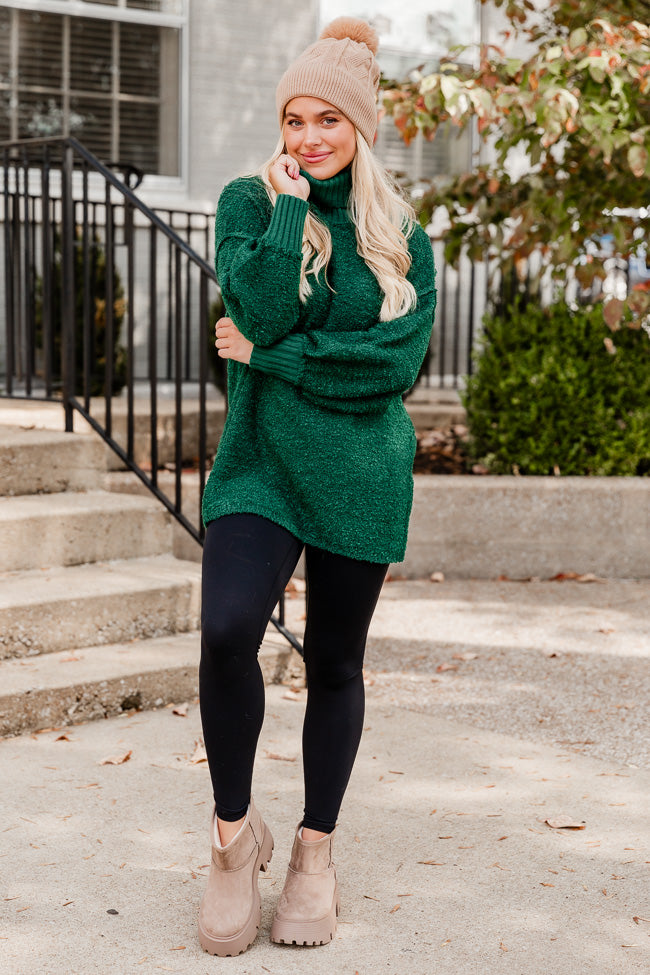 Hunter Green Turtleneck Sweater for Women | Soft Knit Winter Pullover | Cozy Casual & Office Wear | Final Sale