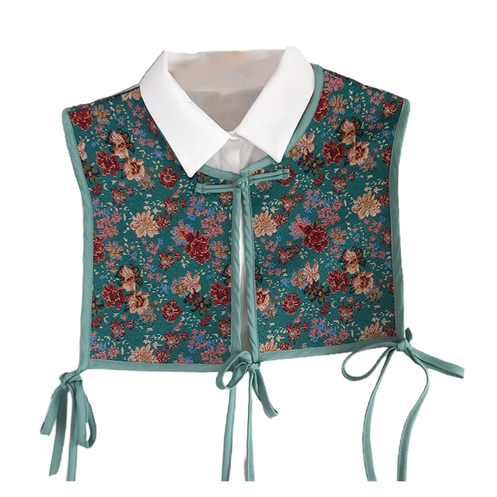 Vintage Floral Embroidery Fake Collar for Women - Elegant Cheongsam Capelet Half Top Shawl (Large, Color 7) | Perfect for Weddings, Parties & Vintage Fashion Outfits