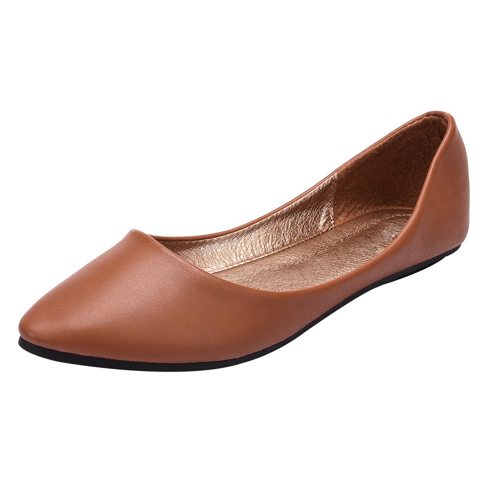 ANUFER Women's Pointed Toe Ballet Flats - Slip On Dress Pumps Shoes - Soft Microfiber Leather - Comfortable & Elegant for Work, Party & Daily Wear