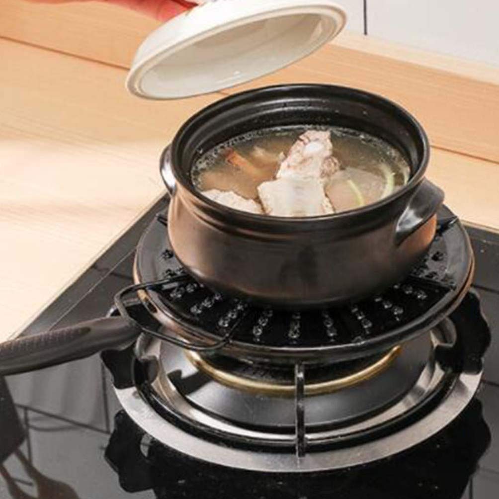 Premium Black Enamel Glass Diffuser Plate - Heat Conduction Stovetop Flame Reducer Ring Tray for Gas Stove Cooktops | Compatible with Coffee Pots & Warmers | Ideal for Home Kitchen, Camping & Outdoor Cooking