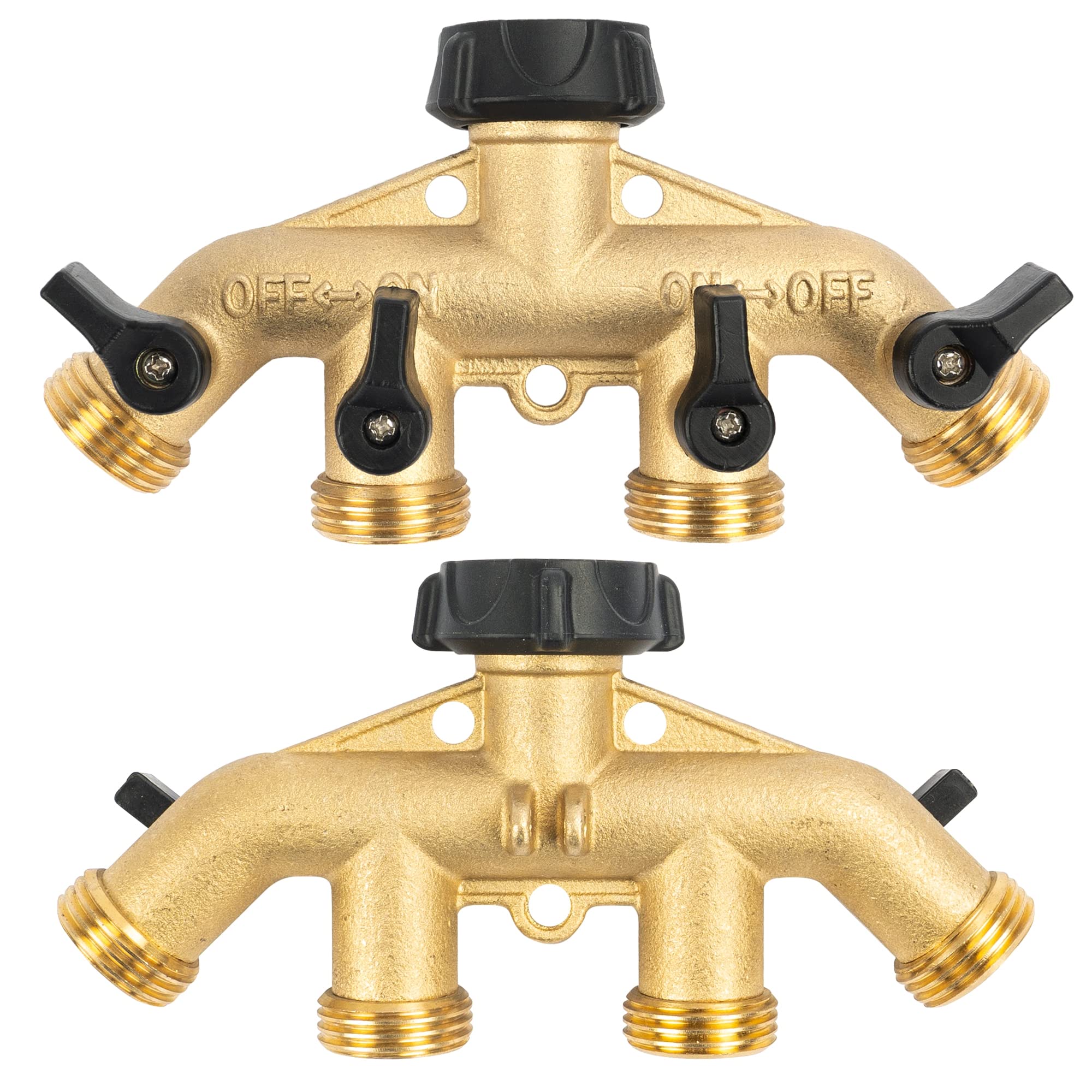 Hourleey Heavy Duty 4-Way Garden Hose Splitter - 3/4