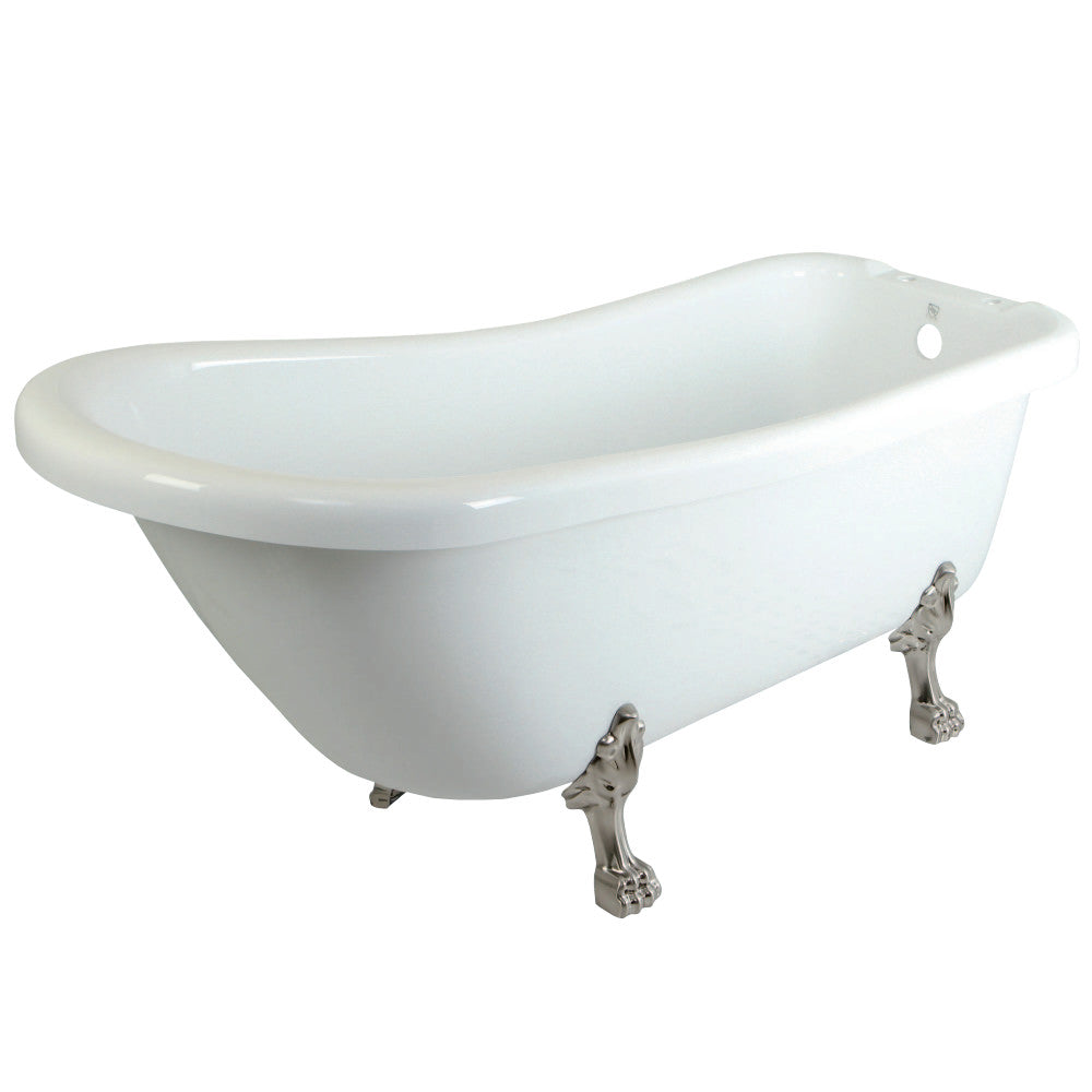 Aqua Eden 67-Inch Acrylic Single Slipper Clawfoot Bathtub with 7-Inch Faucet Holes - White & Oil Rubbed Bronze Finish | Vintage Style Freestanding Tub for Bathroom Remodel & Spa-Like Relaxation