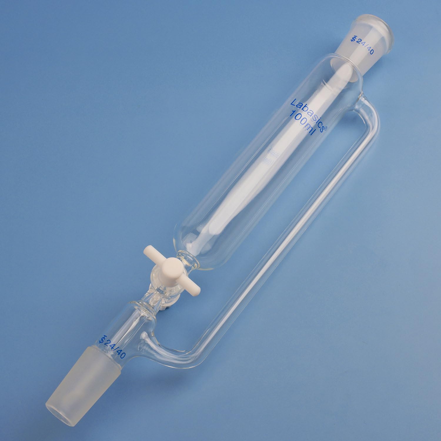 Labasics 100ml Pressure Equalizing Addition Funnel - Borosilicate Glass Dropping Funnel with 24/40 Joint & PTFE Stopcock - Ideal for Precise Chemical Dosing in Laboratory Experiments
