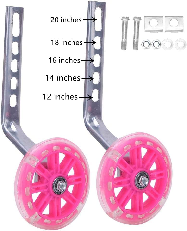 24-26 Inch Kids Bike Training Wheels - Adjustable Stabilizers for 12-24 Inch Bicycles with Support Bracket (Pink) | Perfect for Beginner Riders Learning to Balance | Ideal for Backyard Practice, Park Rides & Neighborhood Cycling