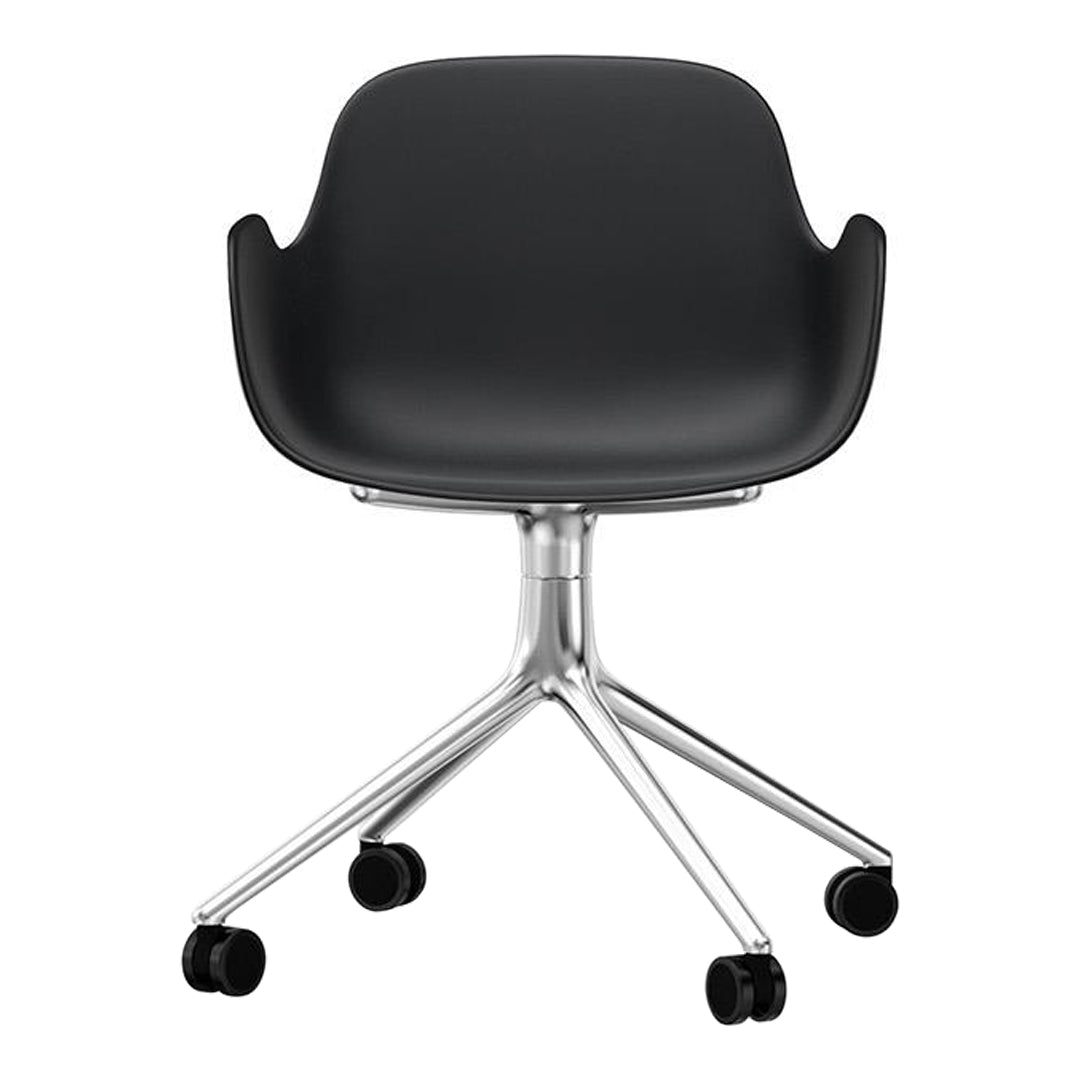 Modern Form Armchair with 4-Wheel Swivel Base - Ergonomic Office Chair for Home & Workspace - Perfect for Desks, Living Rooms, and Study Areas