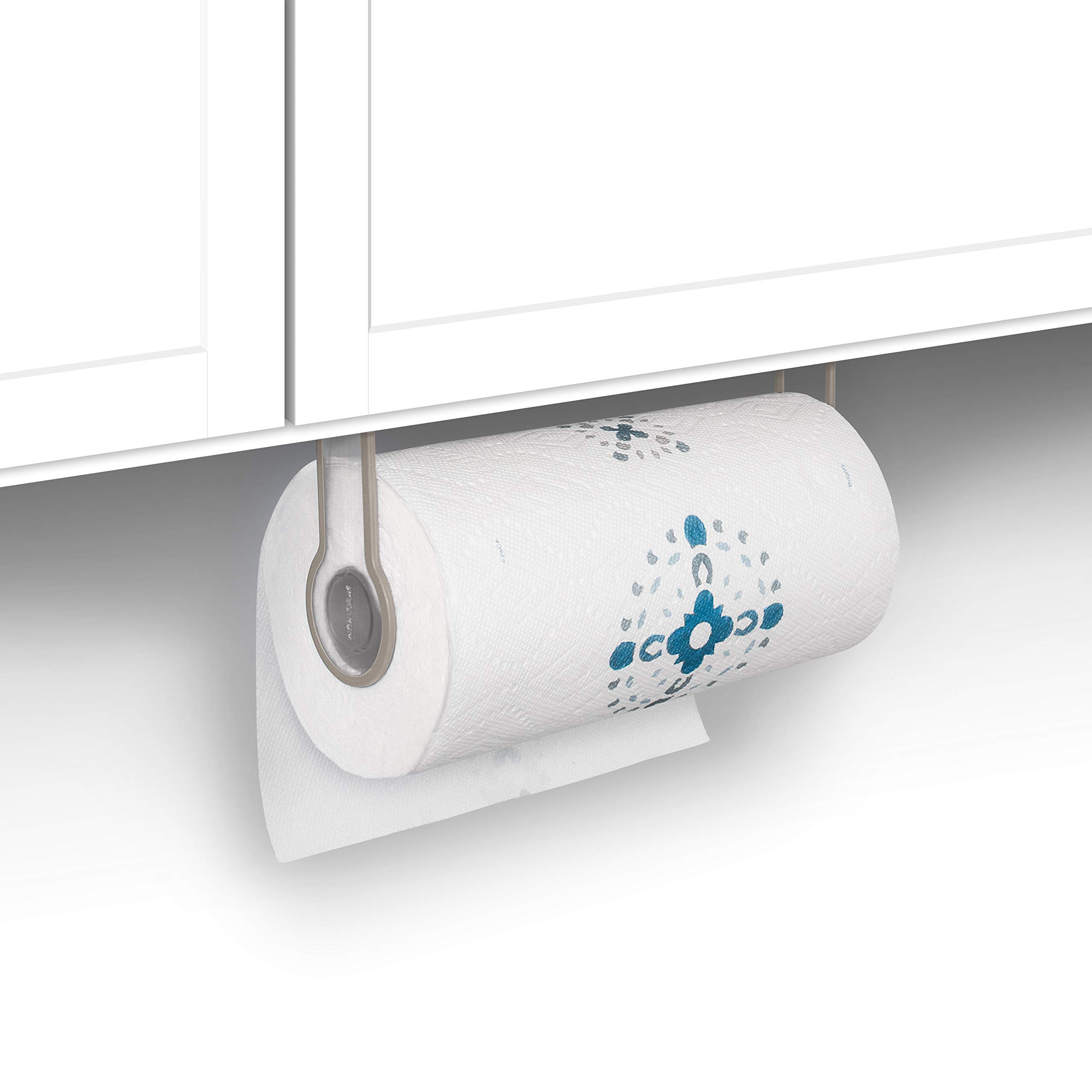 Spectrum Cora Wall Mount Paper Towel Holder - Under Cabinet or Wall-Mounted Kitchen Organizer - Durable Plastic Towel Dispenser for Easy Cleaning - Perfect for Kitchens, Bathrooms & Laundry Rooms