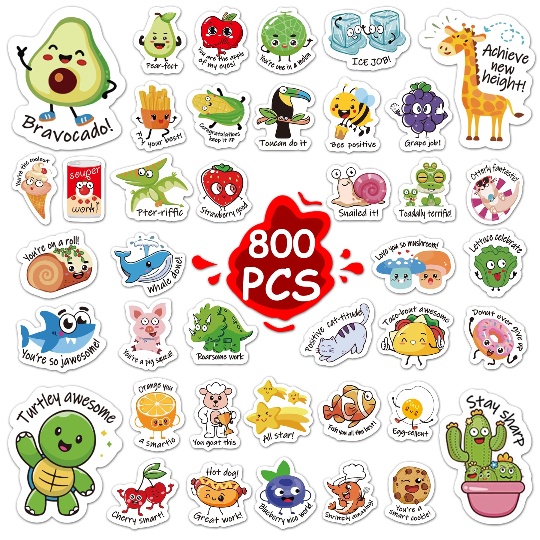 800pcs Motivational Stickers for Teachers Classroom - Fun Reward Stickers for Kids & Students - Colorful Encouragement Stickers for School, Homeschooling & Online Learning