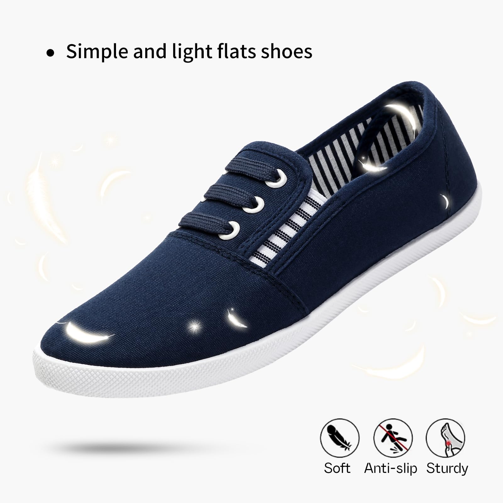Women's Canvas Slip-On Sneakers - Comfortable Casual Walking Shoes for Women, Non-Slip Flat Dress Shoes for Work & Tennis | Perfect for Office, Travel & Daily Wear
