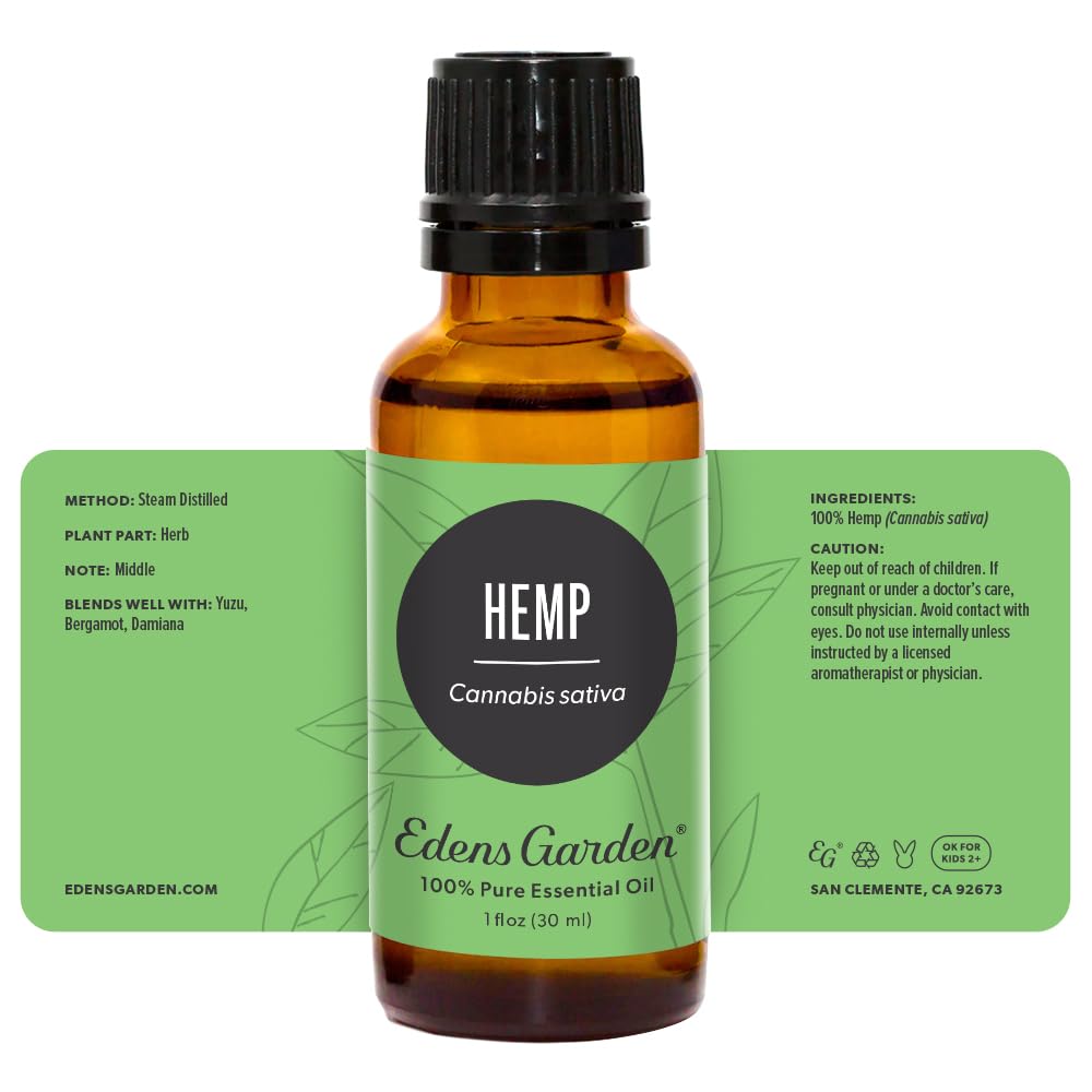 **Edens Garden 100% Pure Hemp Essential Oil - Premium Grade, Undiluted, Natural Therapeutic Aromatherapy Oil for Diffusers, Skin Care, Humidifiers & Kids | 30ml (1 fl oz) | Perfect for Relaxation, Stress Relief & Home Spa**