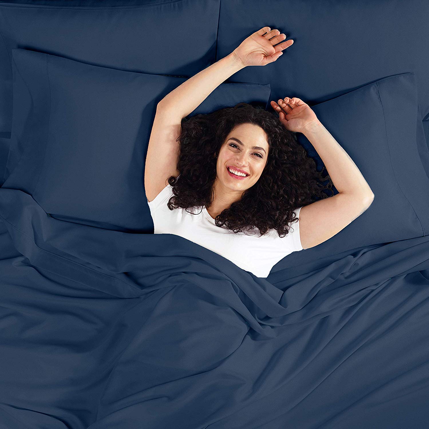 Luxury 1800TC Egyptian Queen Sheet Set - 6pc Blue for Bedroom Comfort