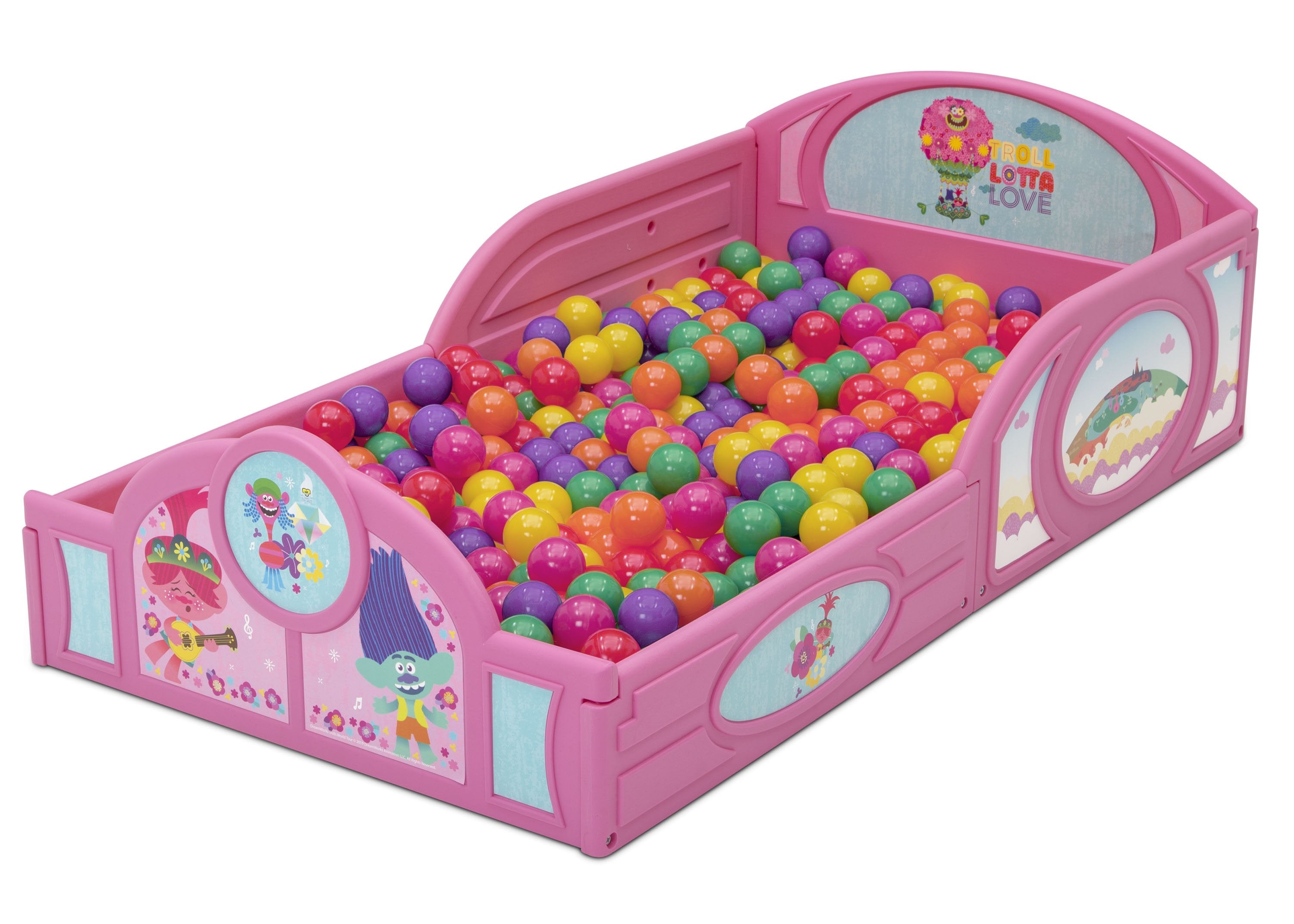 Trolls World Tour Plastic Toddler Bed for Kids - Soft & Safe Sleep and Play Crib for Boys & Girls - Perfect for Nursery, Daycare, or Travel Use