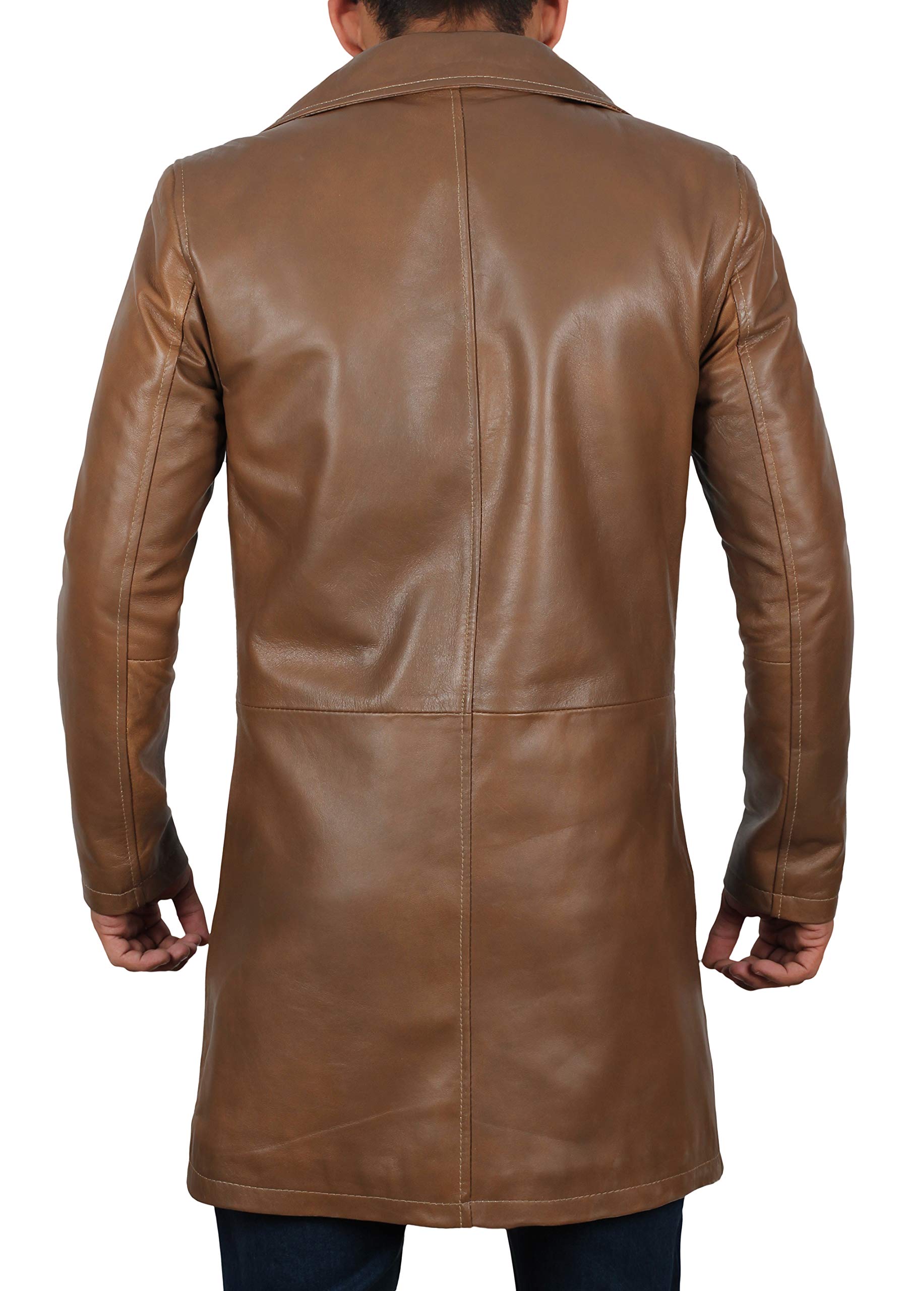 Decrum Men's Genuine Leather Coat - Stylish Long Winter Jacket for Men | Carcoat Design for Cold Weather & Outdoor Activities