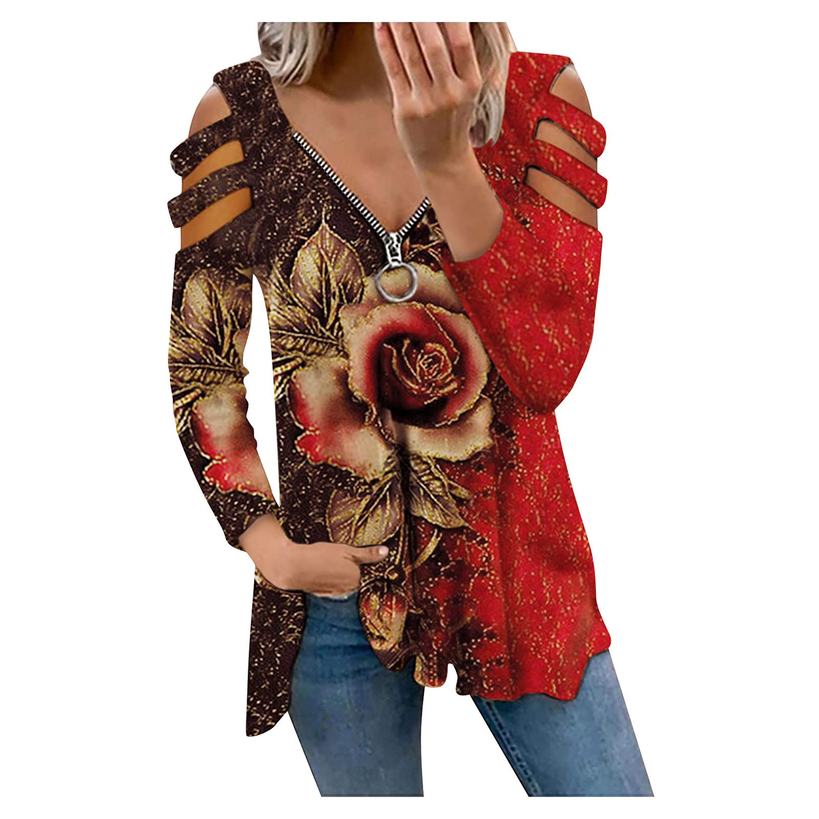 Western Style Women's Long Sleeve Zipper Shirt for Casual Wear