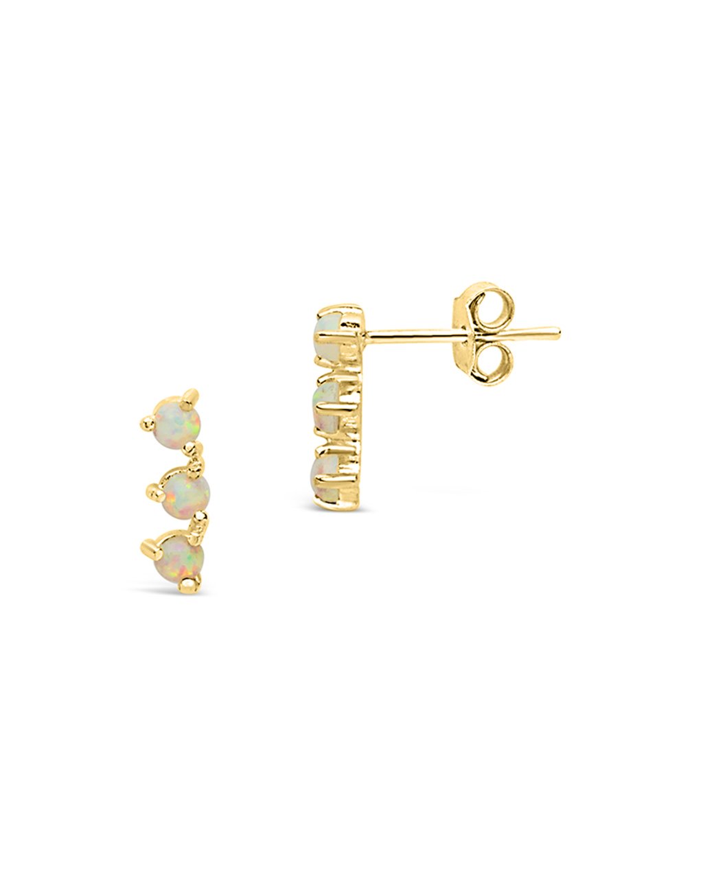 14K Sterling Silver Triple Opal Stud Earrings for Women – Elegant Gift for Birthday, Anniversary & Special Occasions