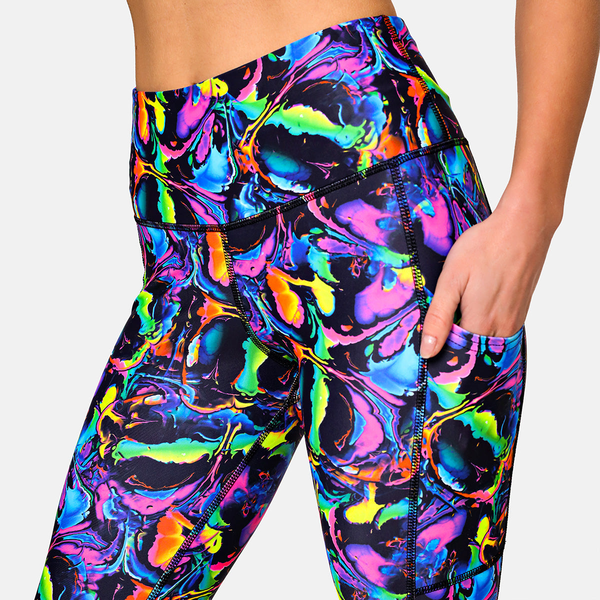 Liquid Glow Capri Pants - High Waisted Yoga Leggings for Women, Seamless Workout Tights with Pockets - Perfect for Yoga, Running, Gym & Lounge Wear
