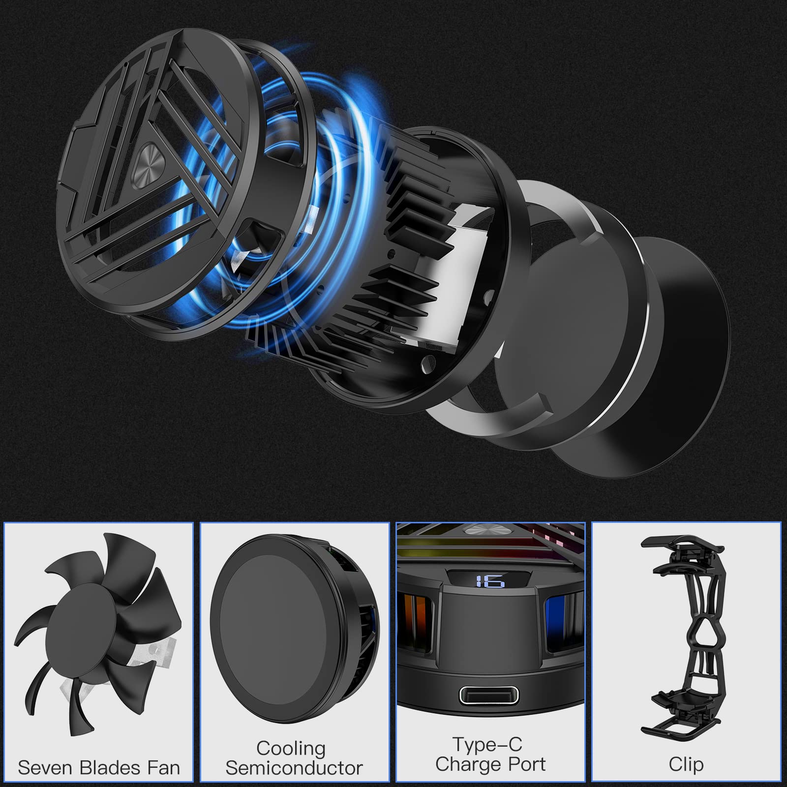 Trakxy Magnetic Phone Cooler - Compatible with iPhone 12/13/14 Series MagSafe, Portable Smartphone Cooling Fan with Advanced Semiconductor Tech for Gaming, iPhone, iPad & Tablets - Perfect for Gaming, Streaming & Overheating Protection