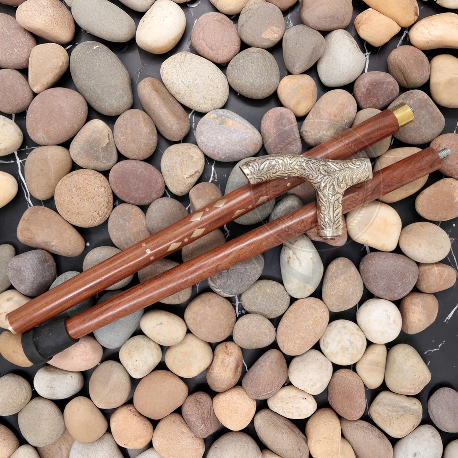 Premium Aluminum & Brass Decorative Rosewood Walking Cane - Full Size Adjustable Walking Stick for Men & Women - Ideal for Hiking, Fashion Accessory & Elderly Support