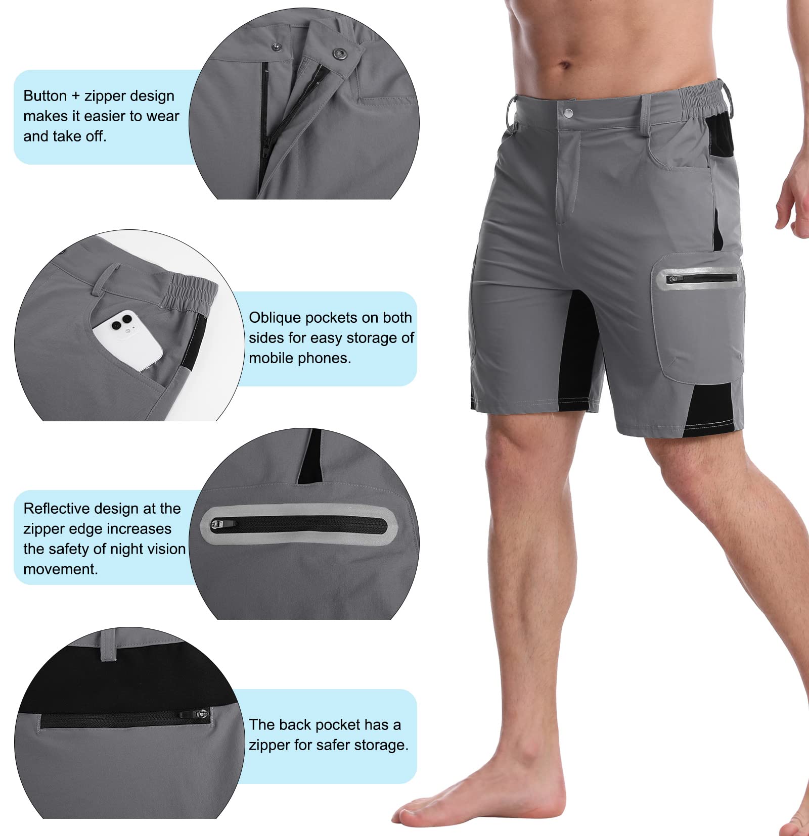 Surenow Men's Hiking Cargo Shorts - Lightweight Quick-Dry Outdoor Shorts for Summer, Fishing, Camping & Travel - Perfect for Adventure, Hiking & Casual Wear
