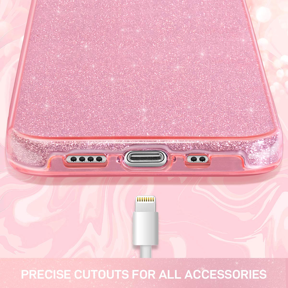 MILPROX Sparkly Glitter Shiny Gel Case for iPhone 12 & 12 Pro (2020) - Pink | Protective Bling Phone Cover for Women, Girls | Perfect for Parties, Daily Use & Gift Giving
