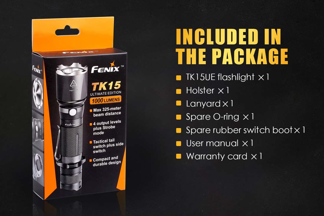 Fenix TK15UE Tactical Flashlight - Ultra Bright LED, Rechargeable, Waterproof, Gray (Discontinued) - Perfect for Camping, Hiking, Emergency & Outdoor Adventures