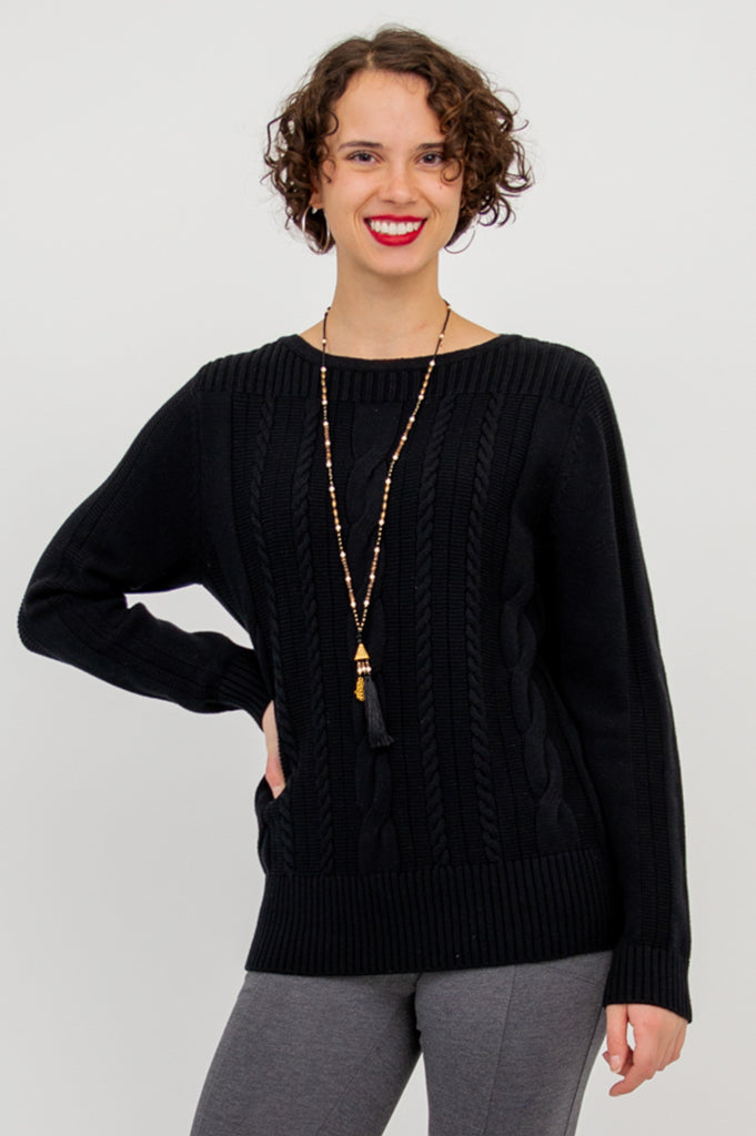Stylish Cora Sweater for Women - Soft Cotton Knit Pullover in Classic Black | Perfect for Casual Outfits, Office Wear & Cozy Evenings