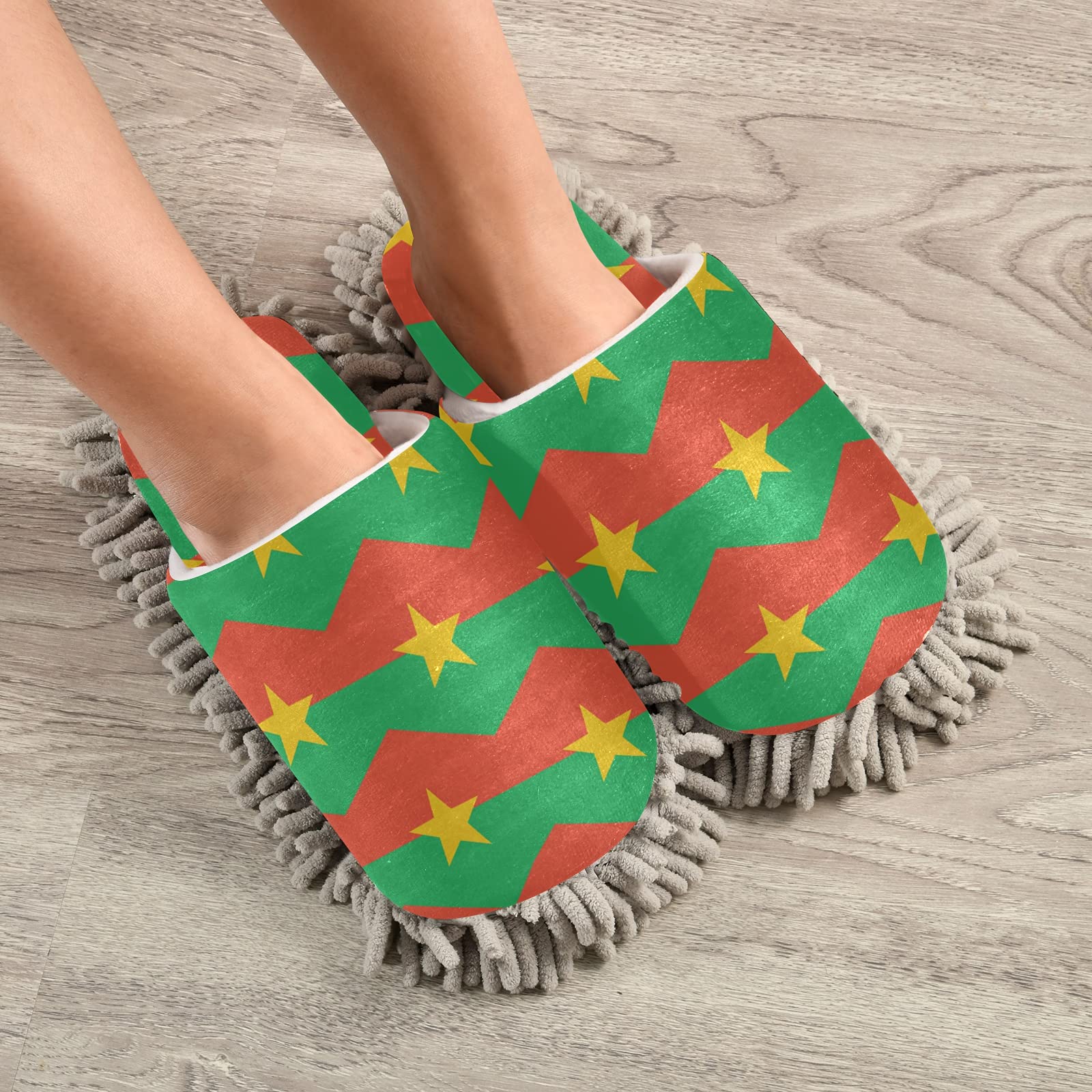 Burkina Faso Flag Unisex Mop Slippers - Floor Cleaning Shoes for Home