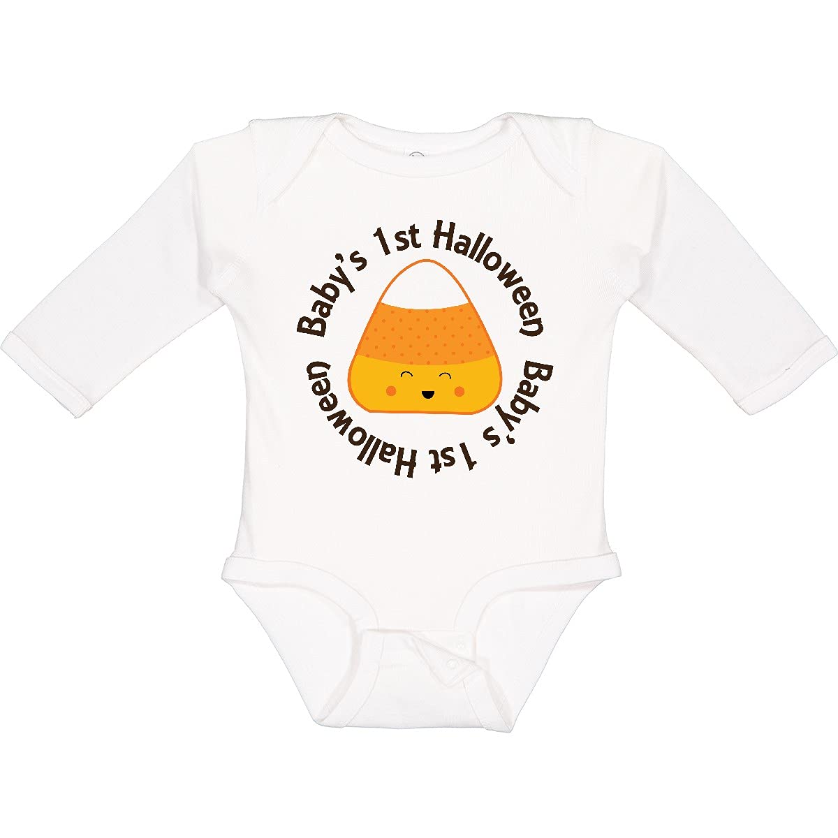 Inktastic First Halloween Candy Corn Long Sleeve Baby Bodysuit - Cute Infant Outfit for Halloween Parties, Photo Shoots & Trick-or-Treating