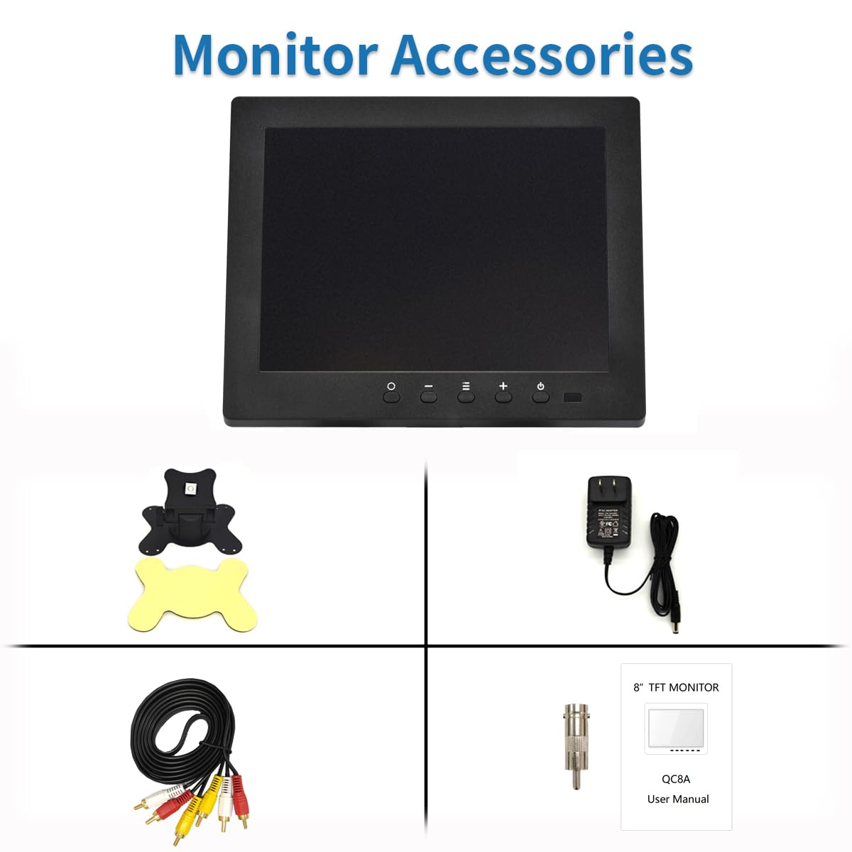 8 Inch LCD Security Monitor with Built-in Dual Speakers - 800x600 Resolution, BNC/AV Input - Portable CCTV Monitor for Surveillance, TV, CCD & DVD - Ideal for Home Security & Business Monitoring