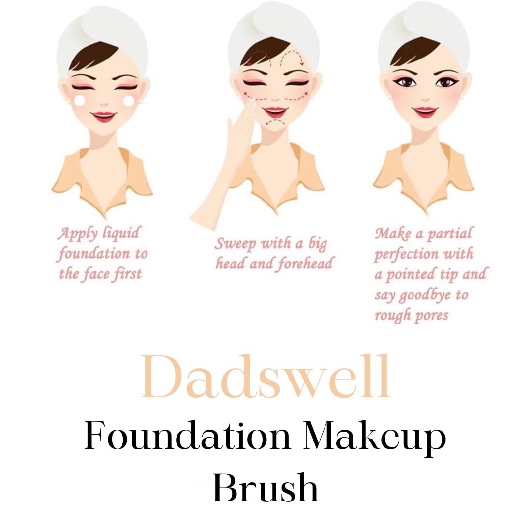 Dadswell Liquid Makeup Foundation Brush - Professional Flat Top Kabuki Brush for Flawless Blending of Liquid, Cream & Powder | Hexagon Handle Design with Travel Case | Perfect for Everyday Makeup & On-The-Go Touchups (Blue)