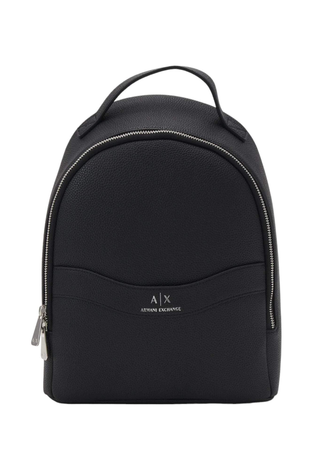 Armani Exchange Essential Wave Silver Printed Logo Women's Backpack - Stylish Black One Size for Work, Travel & Everyday Use