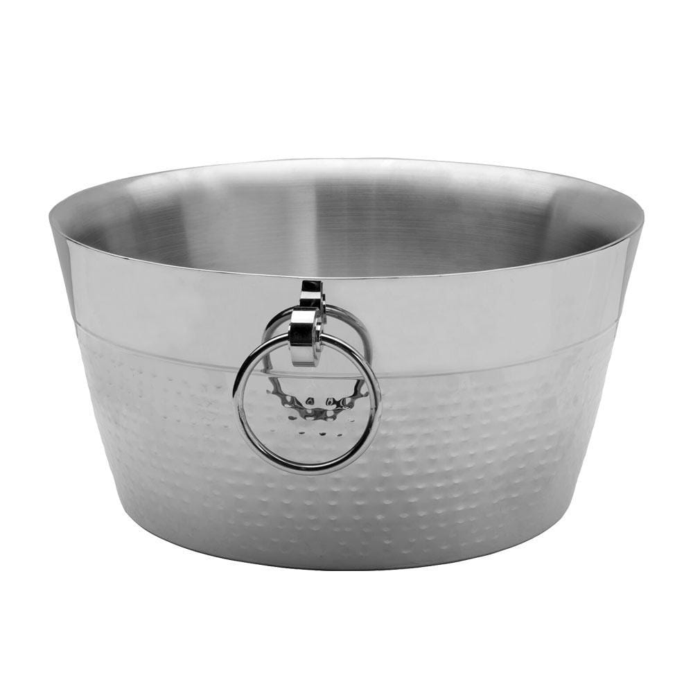 12 Quart Hammered & Polished Stainless Steel Beverage Tub - Perfect for Parties, BBQs, and Outdoor Gatherings