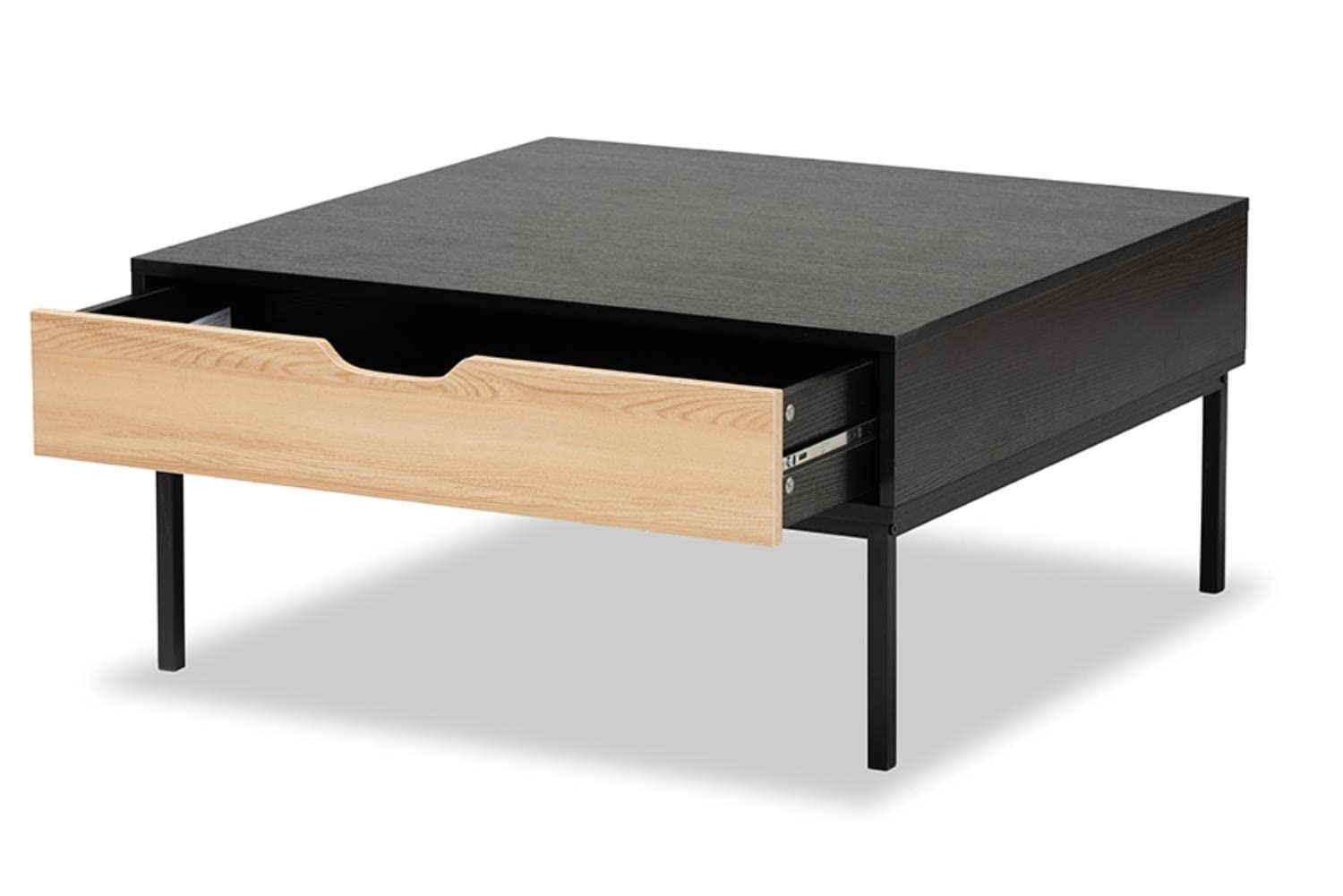Baxton Studio Haben Modern Two-Tone Oak Coffee Table - Brown & Black Wood Finish for Living Room, Lounge & Office Decor
