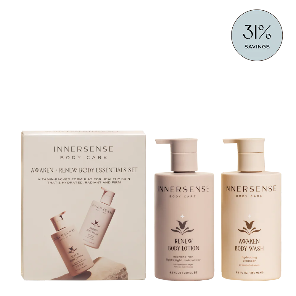 INNERSENSE Organic Beauty Awaken + Renew Body Set - Hydrating Shampoo & Conditioner for Natural Hair - Vegan & Cruelty-Free Hair Care Kit for Dry, Damaged Hair - Perfect for Daily Use & Salon-Quality Results at Home