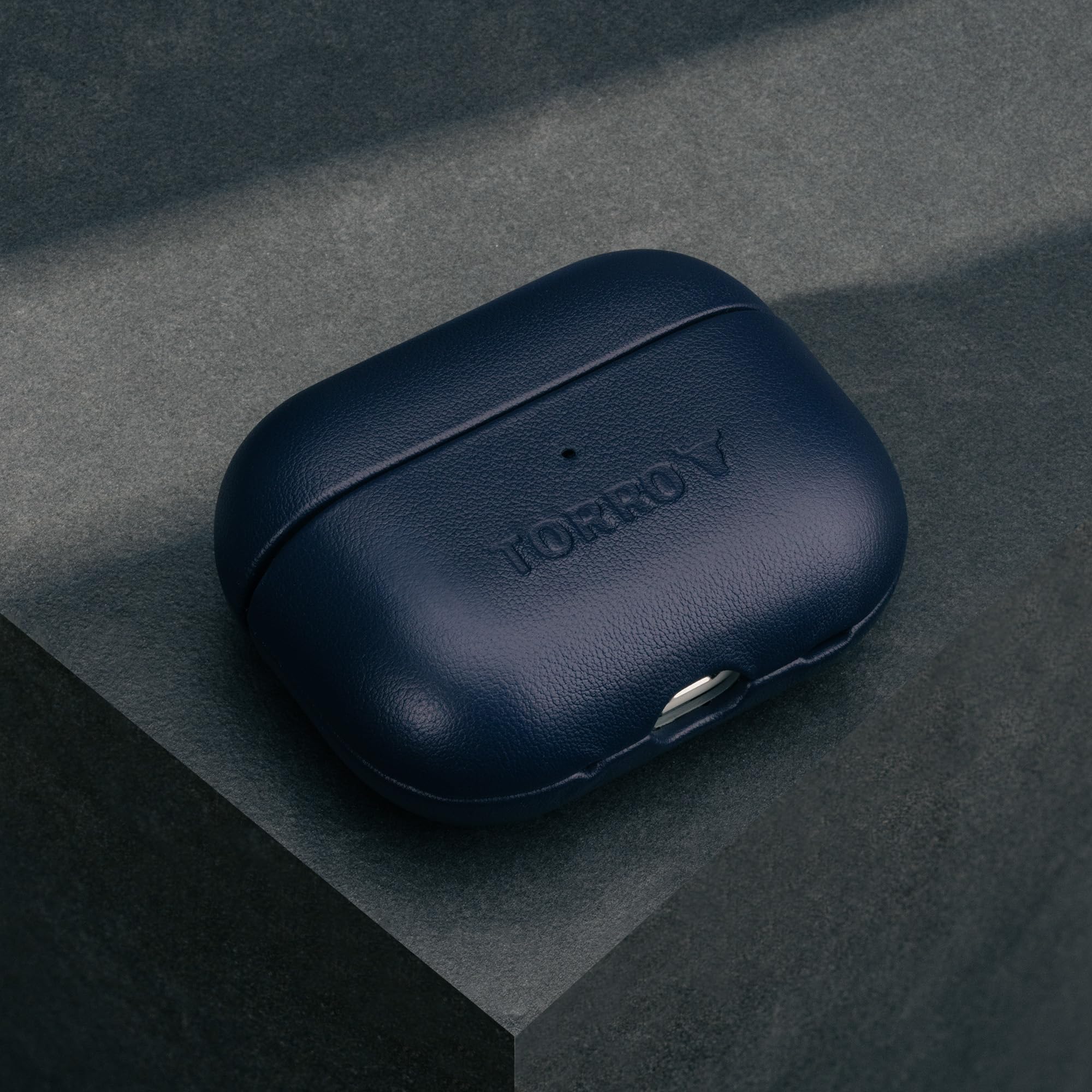TORRO Genuine Leather Case for AirPods Pro 1st & 2nd Gen - Premium Protective Cover with Soft Inner Lining (Blue) - Perfect for Travel, Workouts & Everyday Use