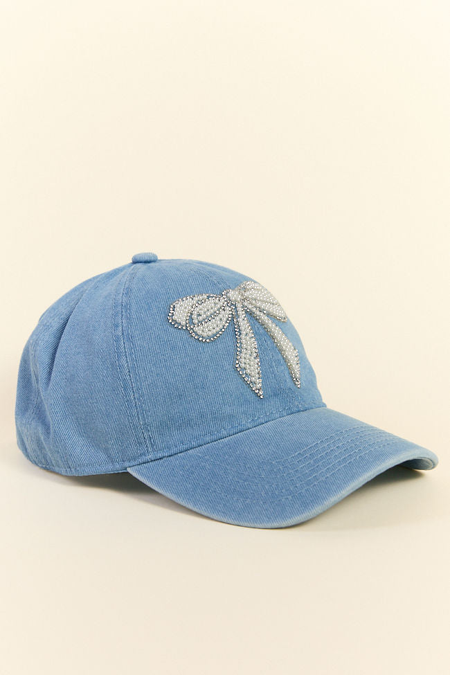 Denim Pearl Bow Hat for Women - Stylish & Elegant Headwear for Outdoor, Parties & Fashion Accessories