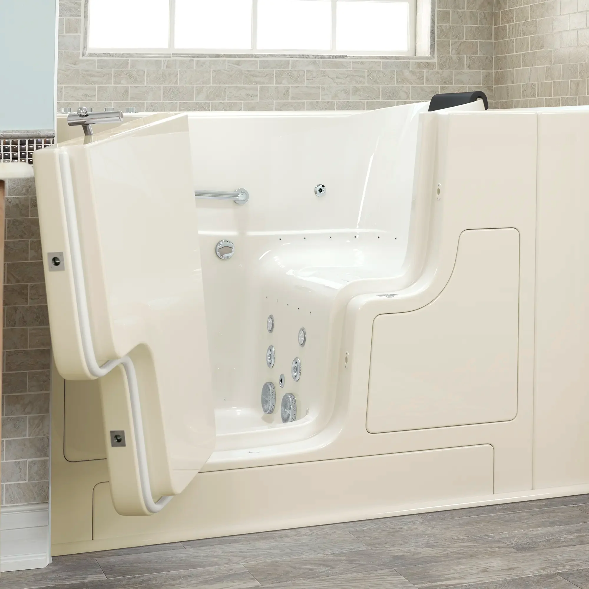 Premium Gelcoat 30 x 52 Inch Walk-In Bathtub with Air Spa & Whirlpool System - Left Hand Drain for Elderly & Mobility Support - Relaxing Hydrotherapy at Home