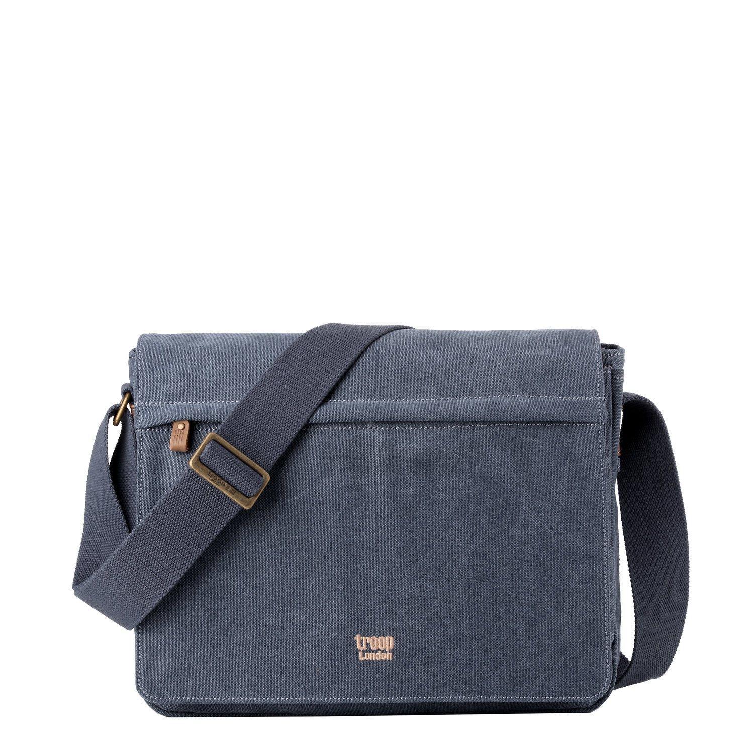 TRP0240 Troop London Classic Canvas Laptop Messenger Bag 16.5 Inch - Stylish Work & College Commuter Bag for Men & Women