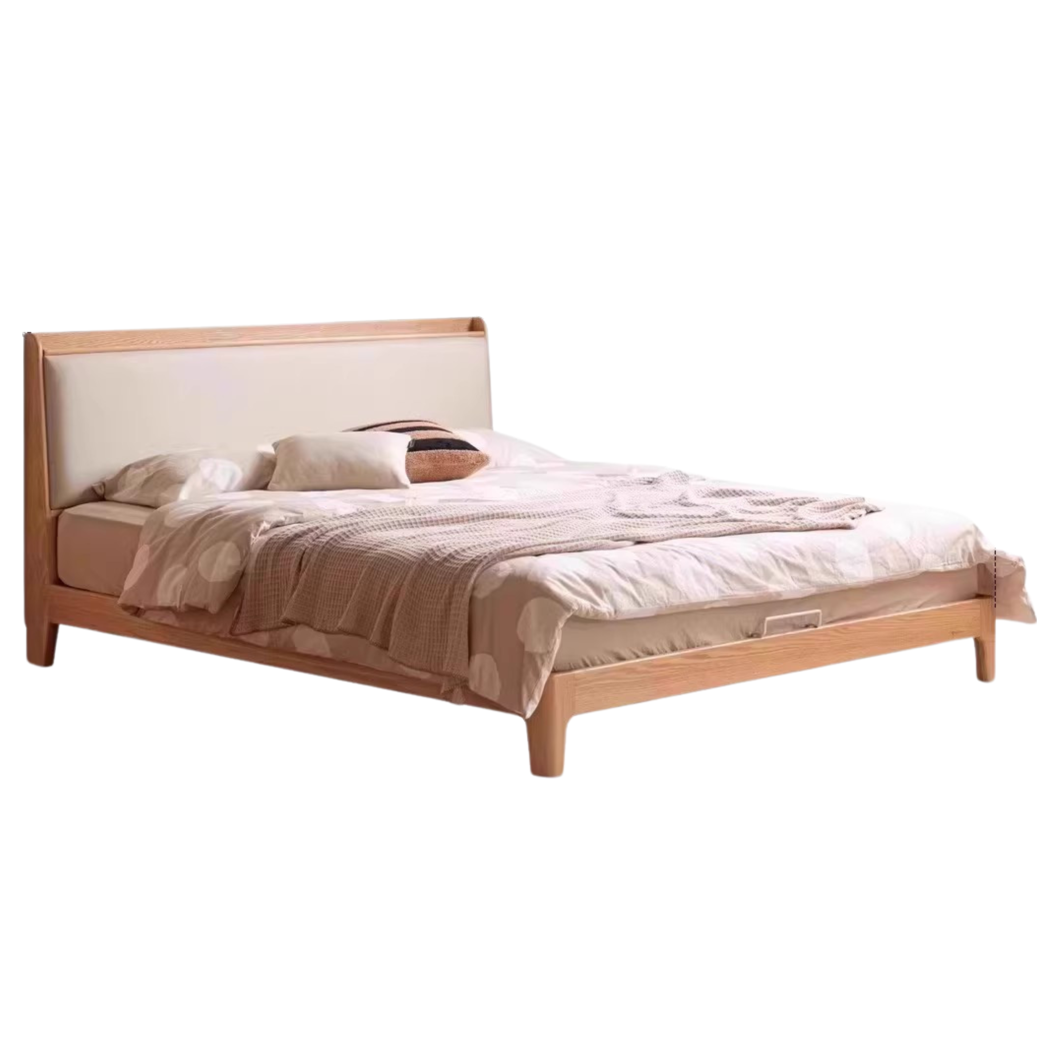 Solid Oak Wood Modern Minimalist Bed Frame - Durable & Stylish for Bedroom, Guest Room, or Studio Apartment