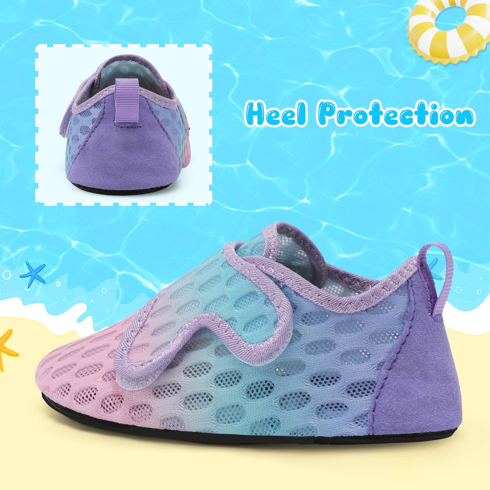 XIHALOOK Toddler Water Shoes for Boys & Girls - Quick Dry, Non-Slip Beach Swim Shoes, Lightweight Barefoot Aqua Socks for Pool, Ocean, Water Park & Summer Activities