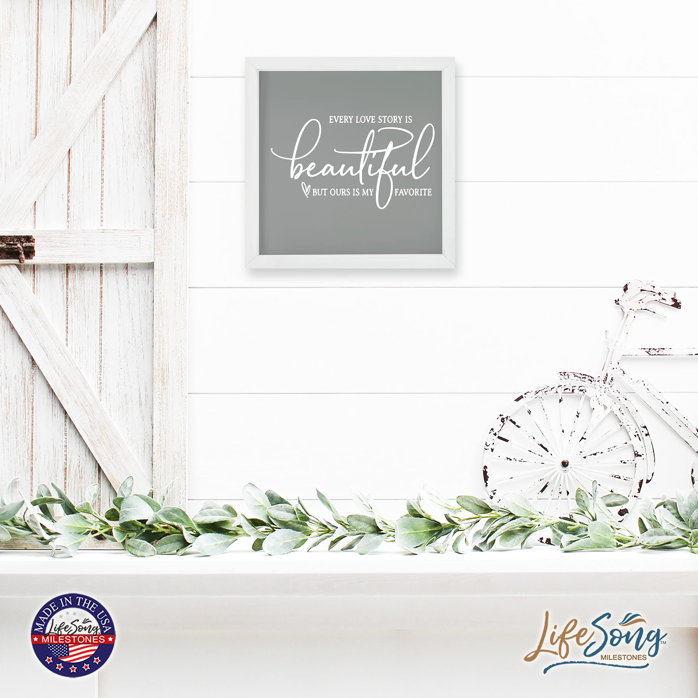LifeSong Milestones Custom Inspirational Wooden Wall Art - 7x7 Inch Framed Shadow Box with Funny & Modern Quotes - Perfect for Home Decor, Wedding Gifts, Nursery, Office & Living Room (Ivory)