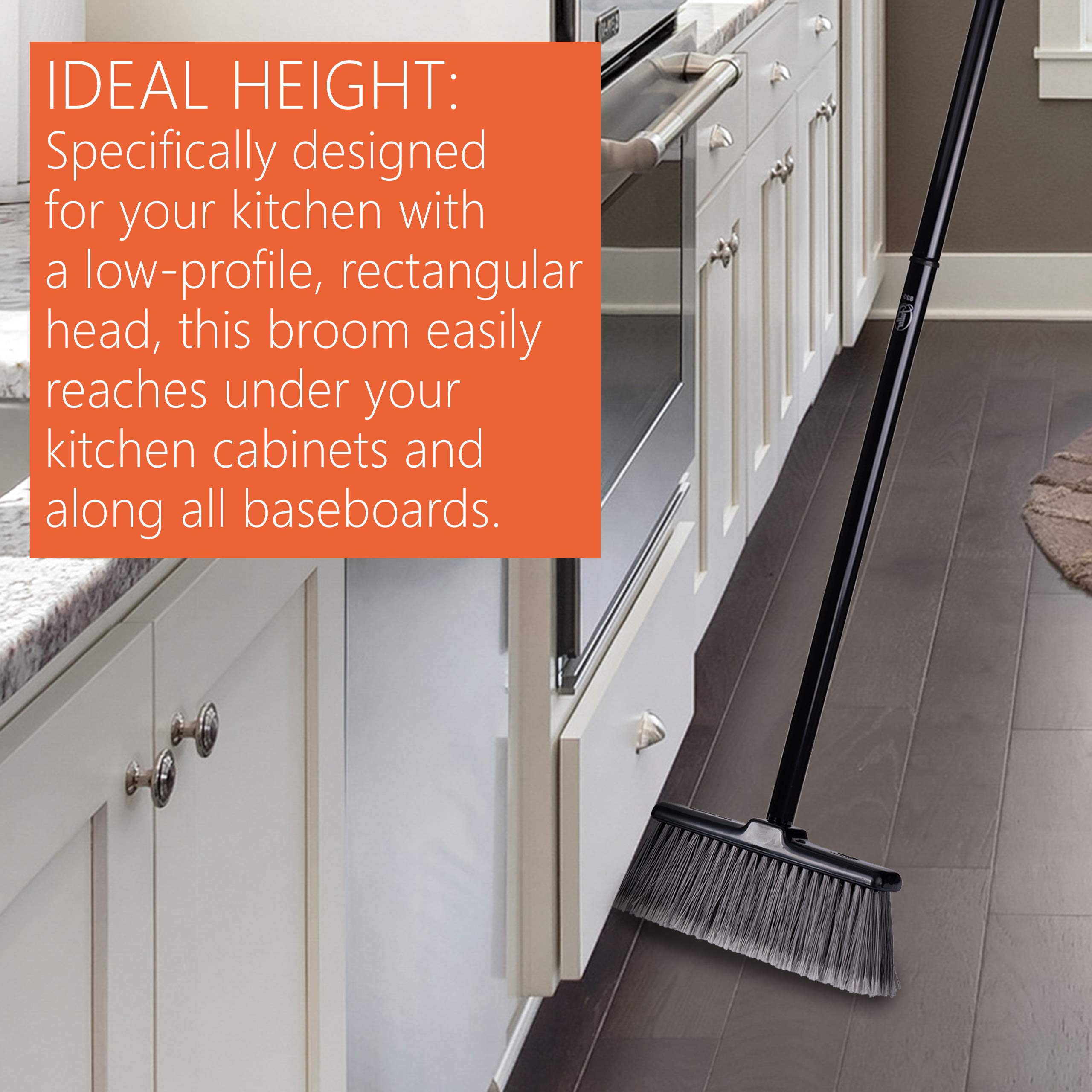 Fuller Brush Kitchen Broom with Long Handle & Wide Sweeper - Heavy Duty Cleaning Broom for Crumbs, Dust, Sand & Small Particles - Perfect for Hard-to-Reach Areas in Kitchens, Floors & Corners - Ideal for Home, Apartment & Office Use