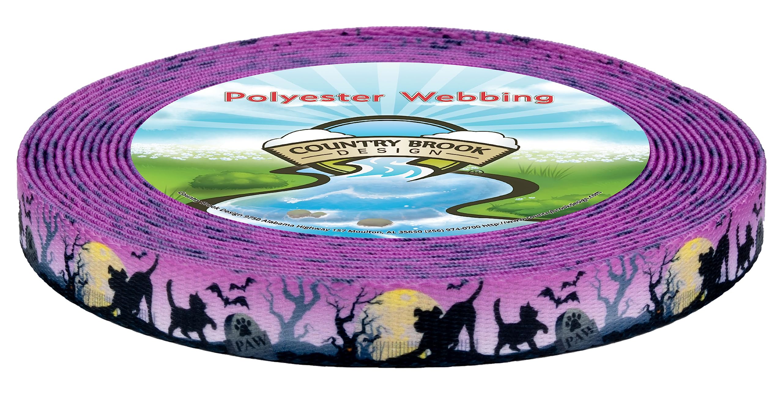 Country Brook Design - Graveyard Themed Polyester Webbing for Halloween Decorations, Costume Accessories & DIY Crafts - Durable & Versatile Fabric Strapping for Spooky Projects