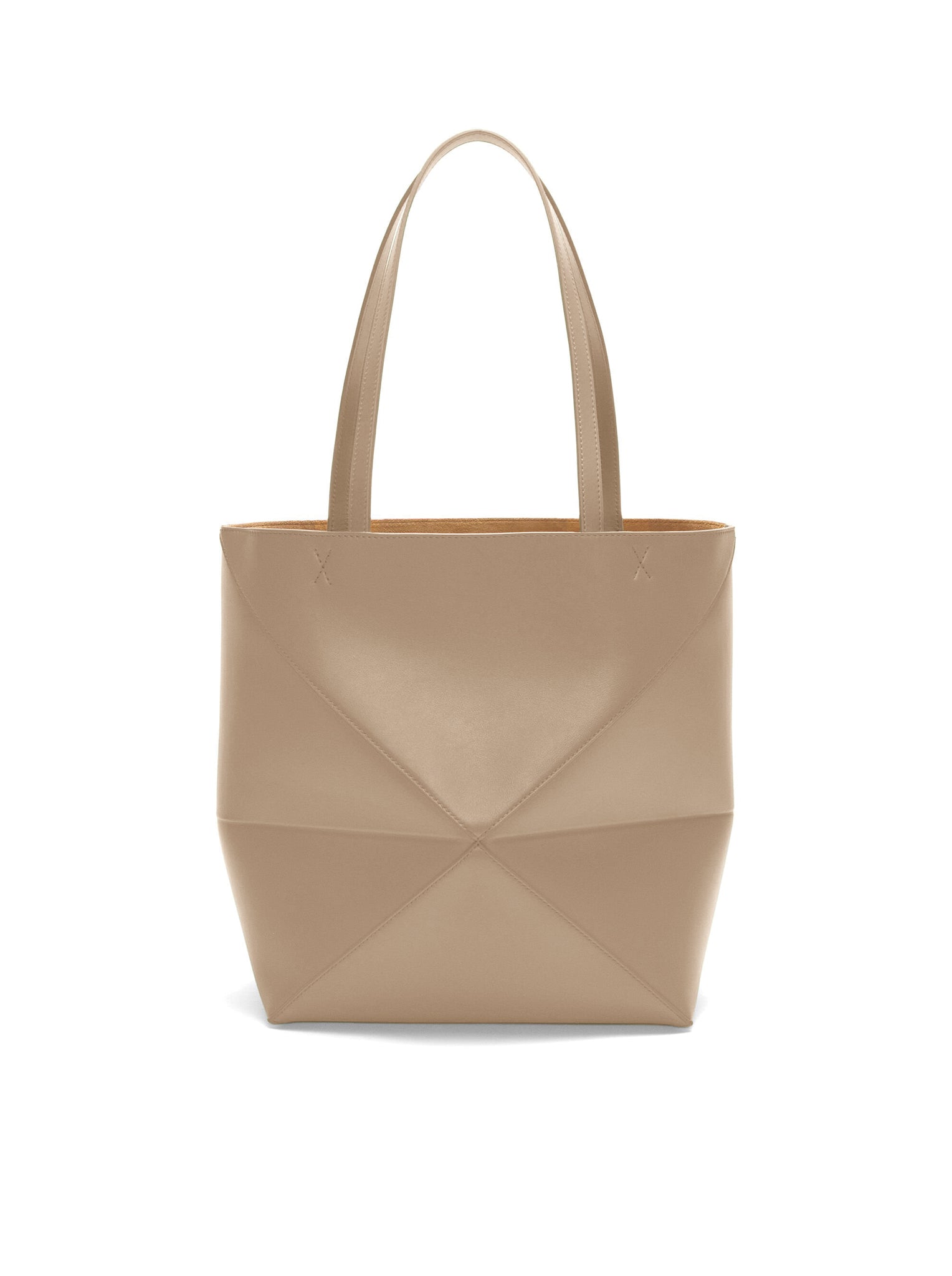 Premium Polished Calfskin Puzzle Fold Tote Bag - Stylish & Spacious for Work, Travel & Shopping