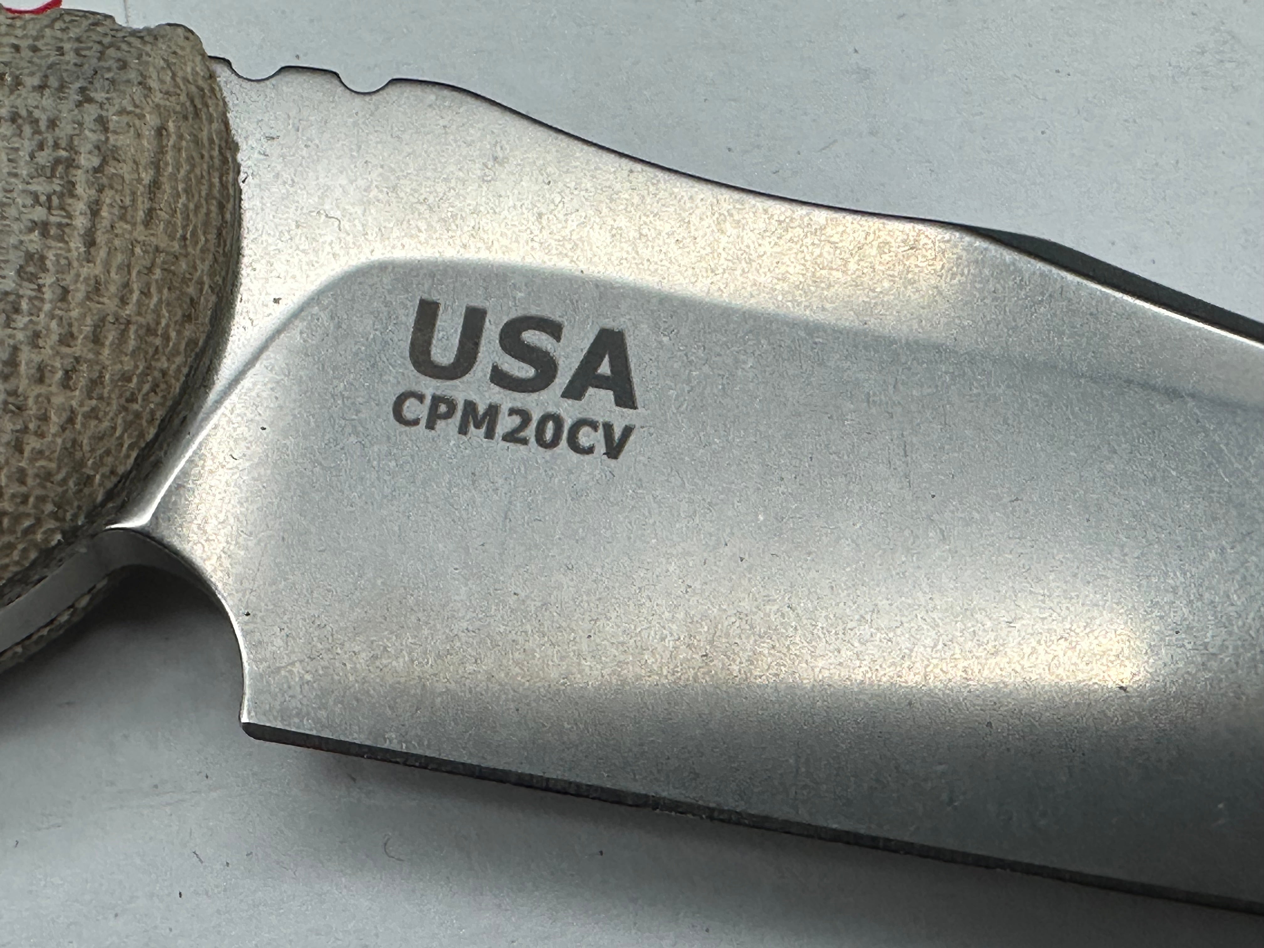 Hinderer Emmett Bowie Fixed Blade Knife - 20CV Stonewashed Steel, Green Micarta Handle - Hunting, Camping, Outdoor Survival Gear