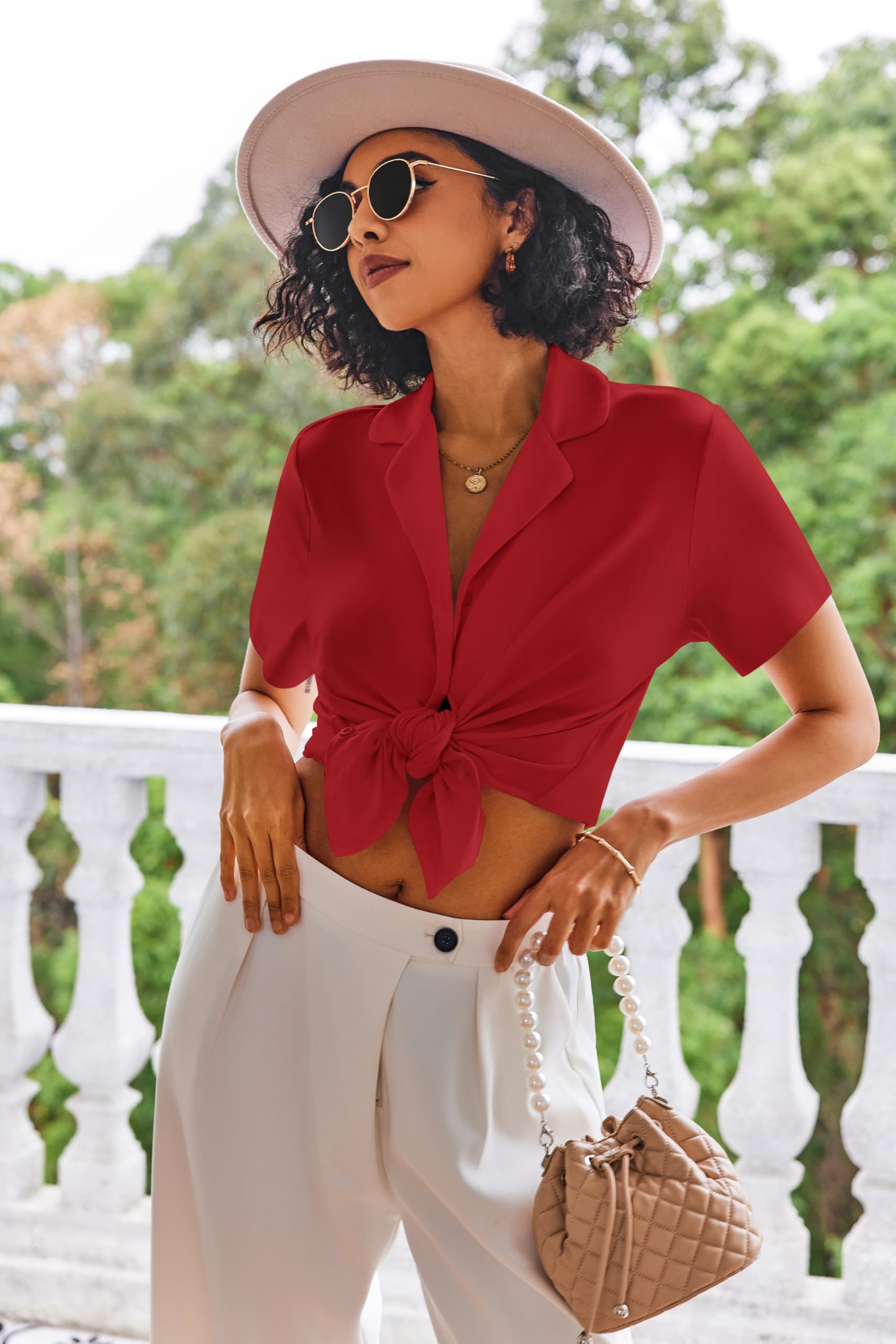 Ekouaer Women's Short Sleeve Pajama Set - Soft Button Down Sleepwear & Lounge Pjs for Nightwear | Perfect for Relaxing at Home, Sleepovers, and Cozy Evenings