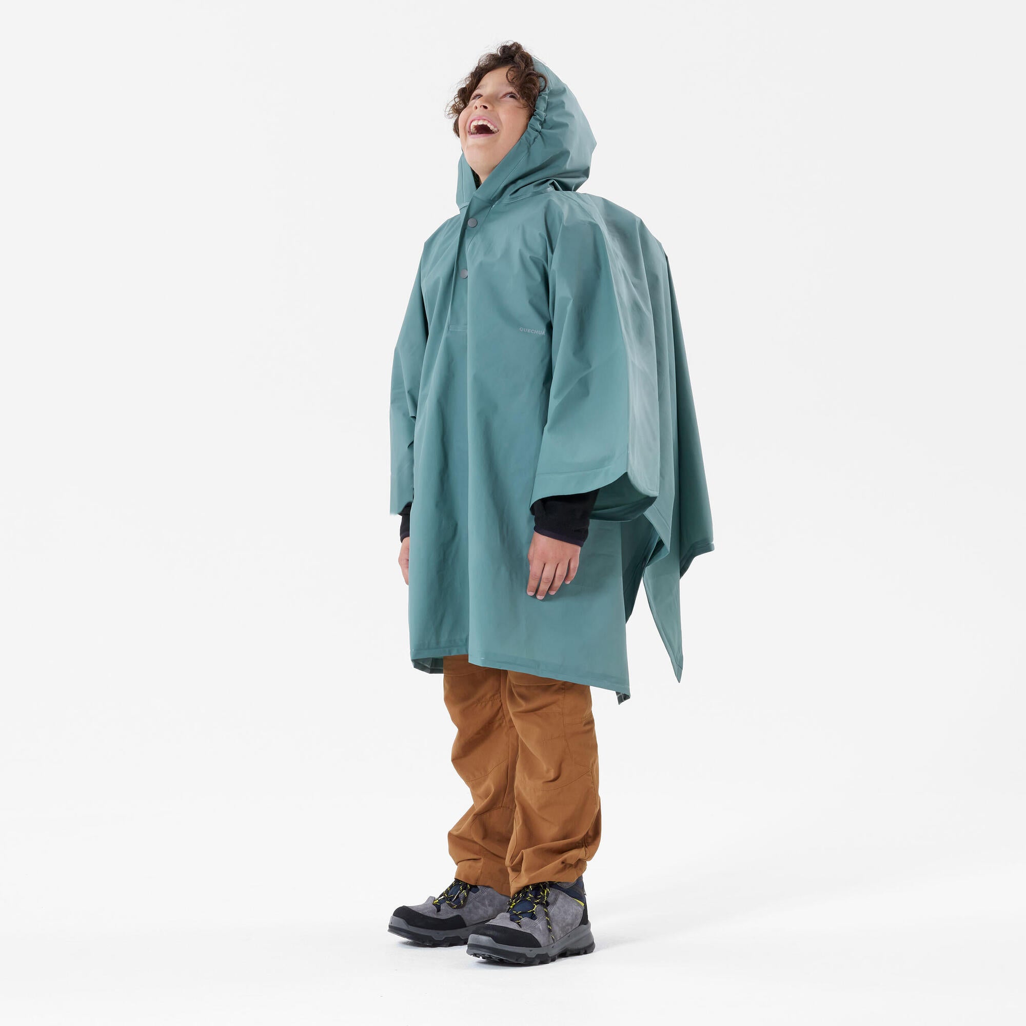Quechua MH100 Waterproof Hiking Rain Poncho for Kids Ages 7-15 | Lightweight Outdoor Gear for Camping, Hiking & School | Perfect for Rainy Day Adventures