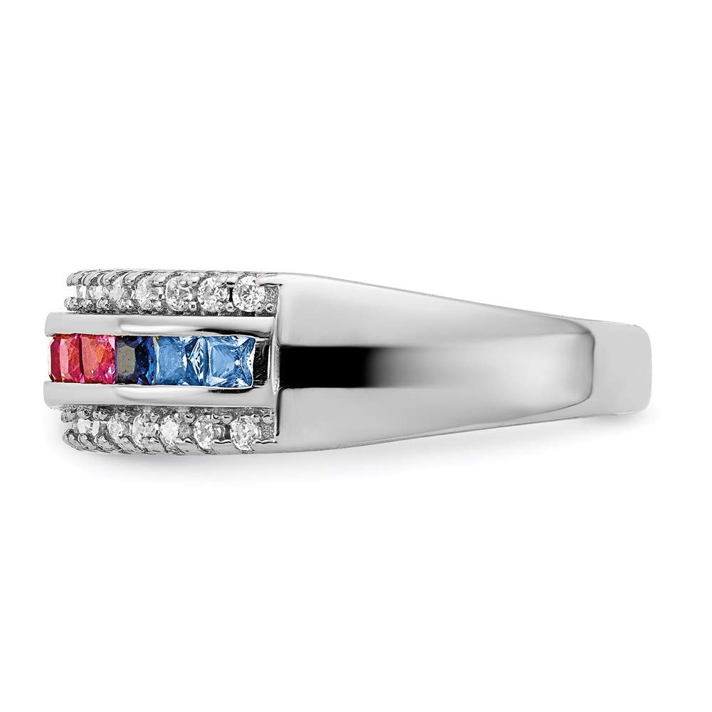 925 Sterling Silver Channel-Set Colorful & Clear Cubic Zirconia Ring for Women - Elegant Fine Jewelry Gift for Her - Perfect for Anniversaries, Birthdays & Special Occasions