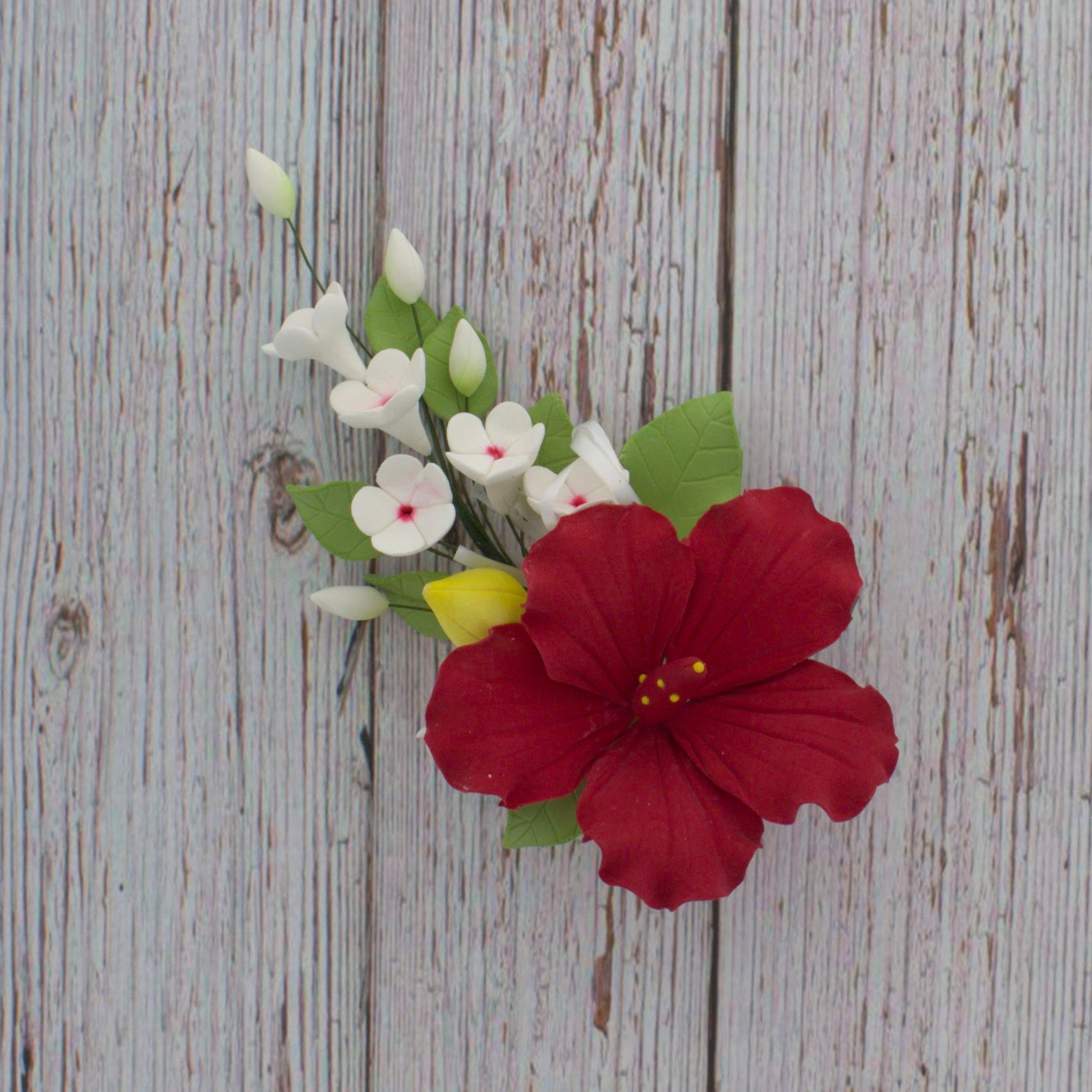Chef Alan Tetreault Red Hibiscus Sugar Cake Flowers - Edible Cake Topper for Hawaiian Themed Cakes, Cupcakes & Desserts - 1 Count - Perfect for Tropical Parties, Weddings & Birthday Celebrations