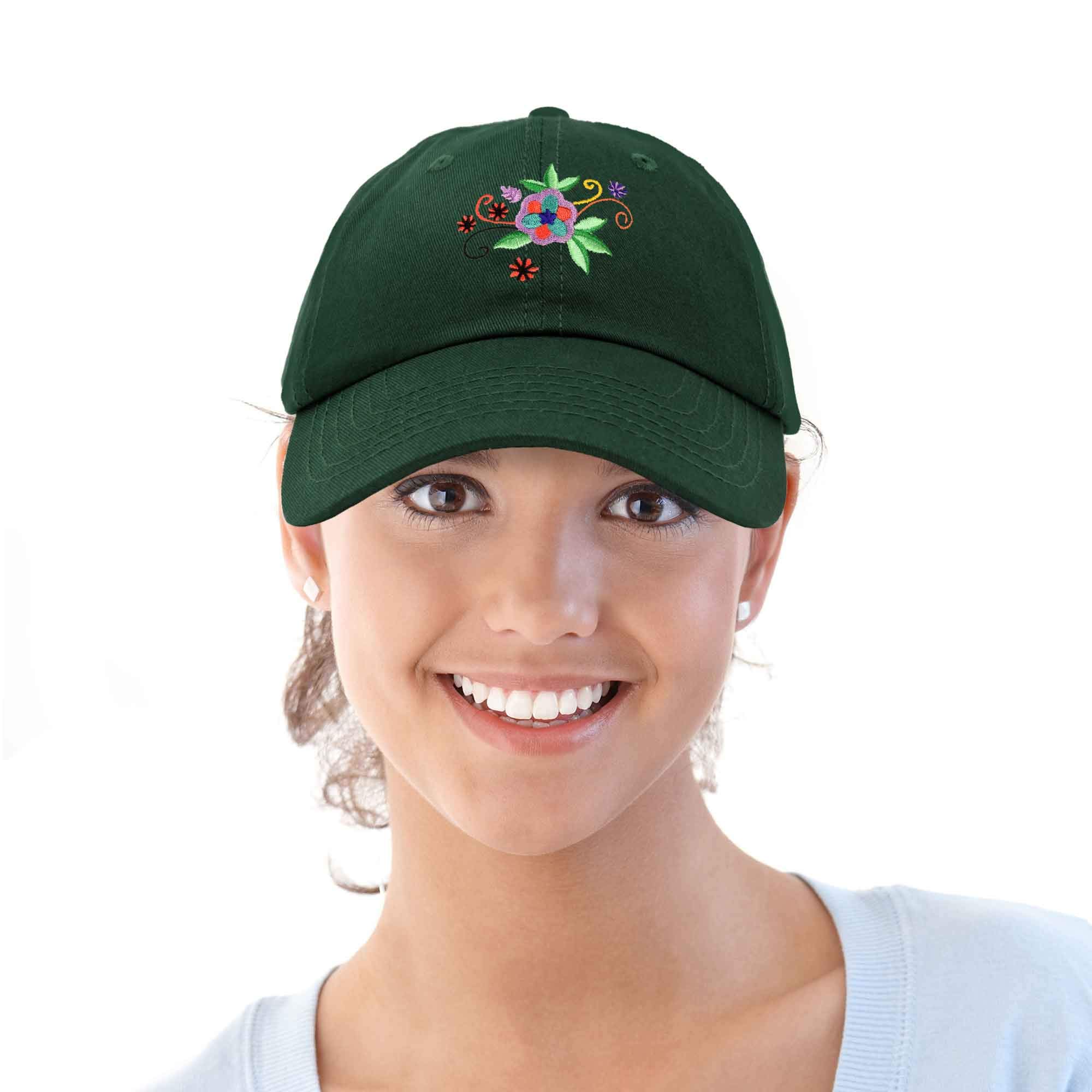 DALIX Floral Cosmos Embroidered Baseball Cap for Women - Stylish Sun Hat for Outdoor Activities, Gardening, and Beach Vacations